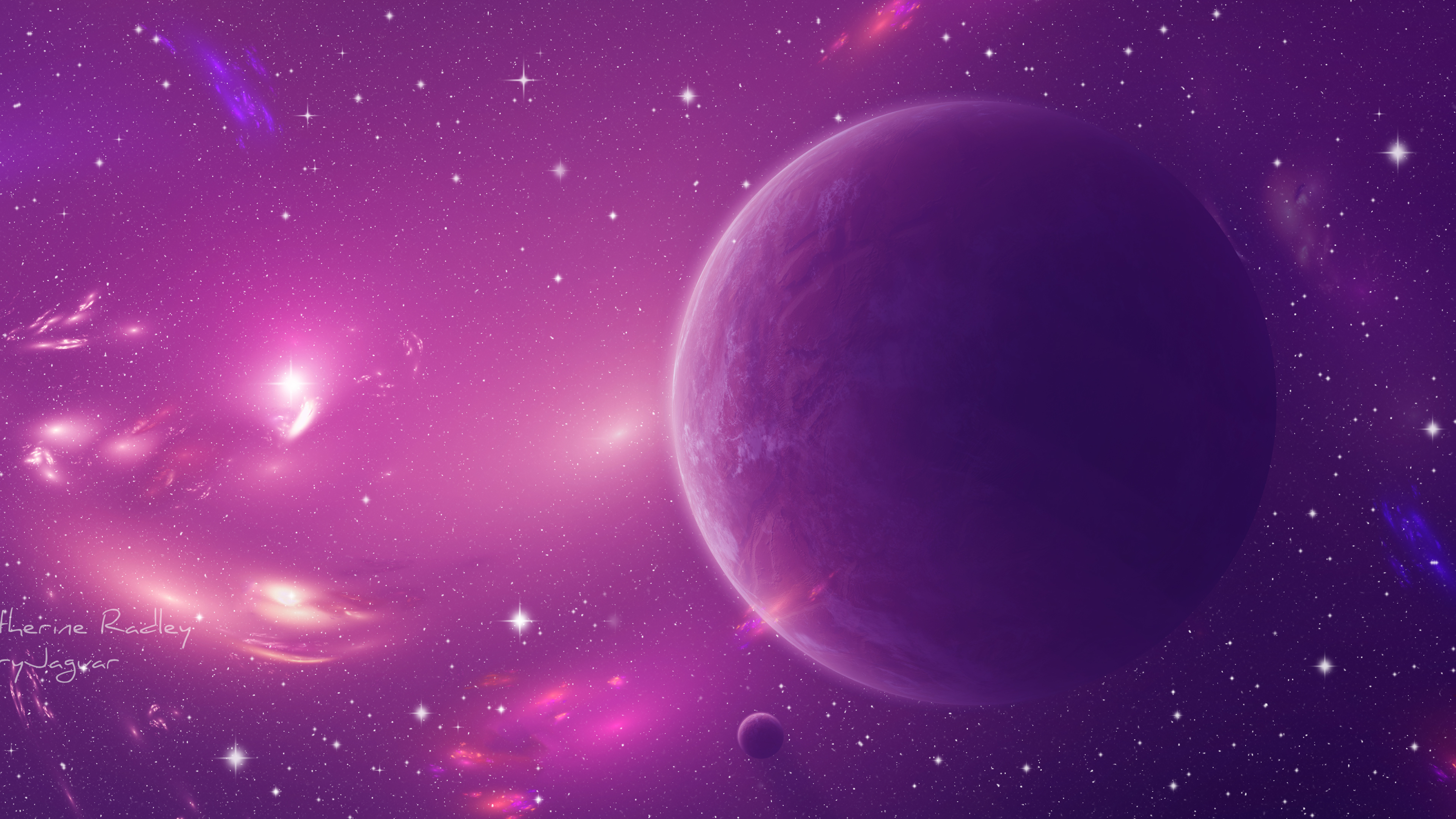 Wallpaper, space, 3D, galaxy, planet, purple 7680x4320