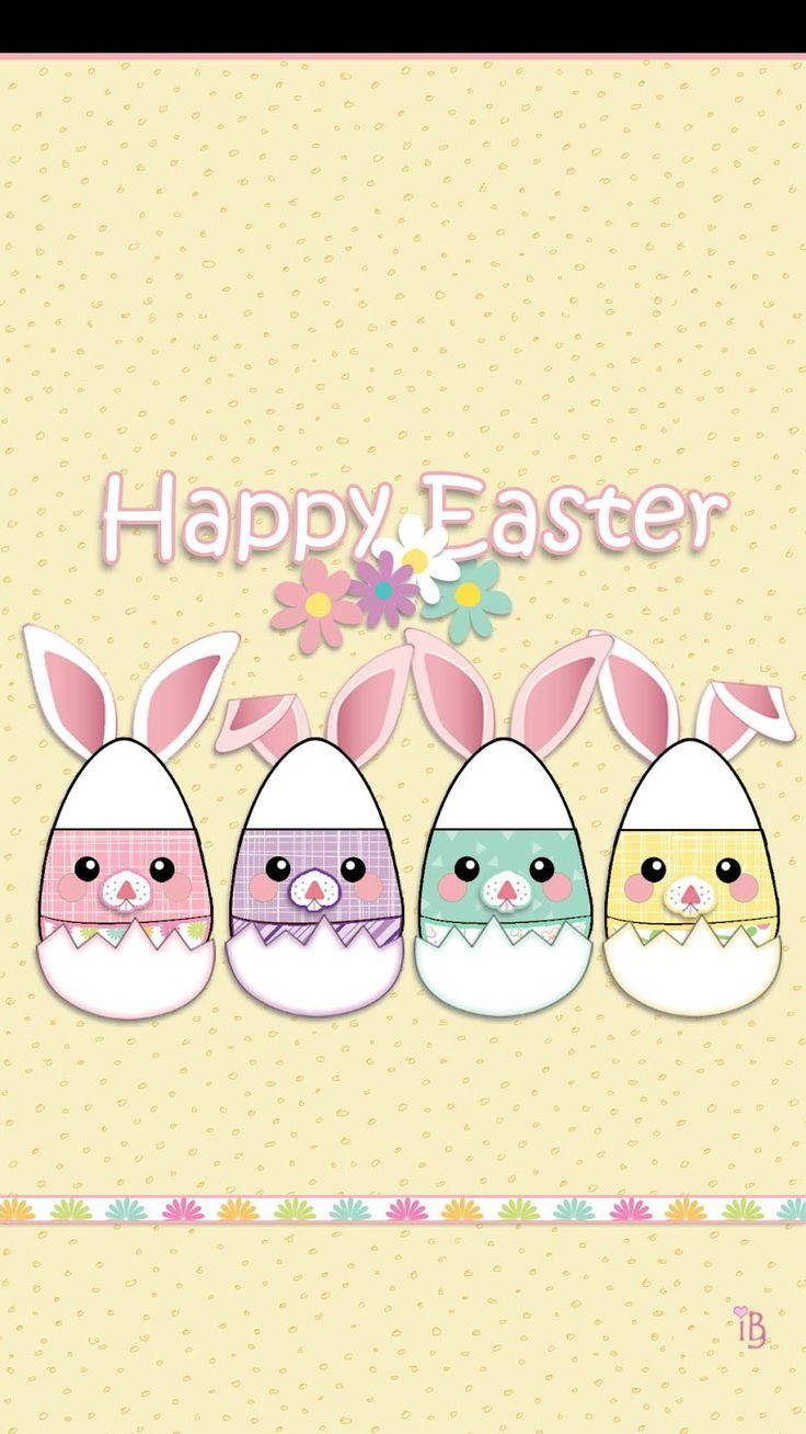 Download Cute Happy Easter Egg Bunnies Wallpaper