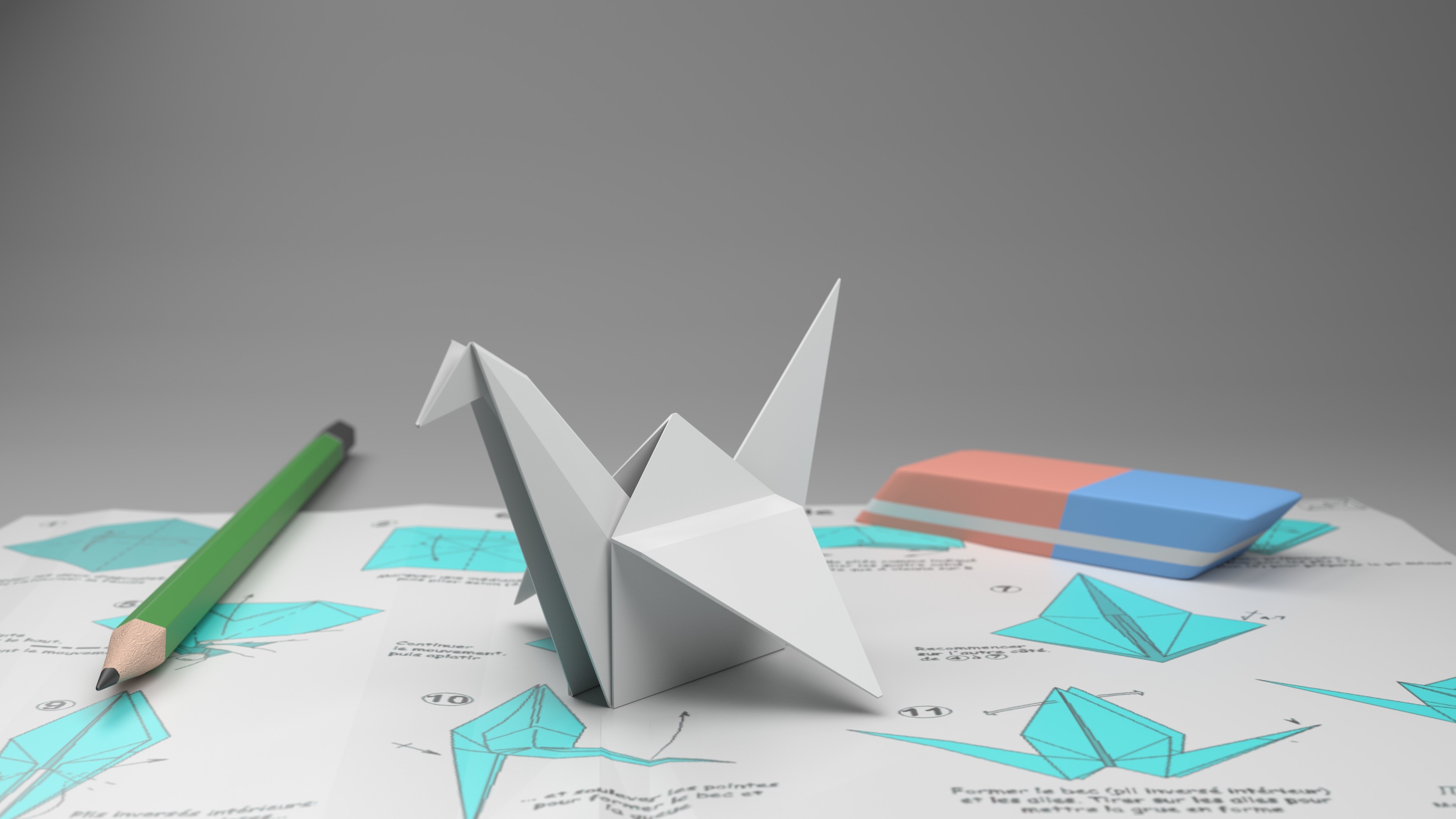 Wallpaper / origami, 3D, paper cranes free download