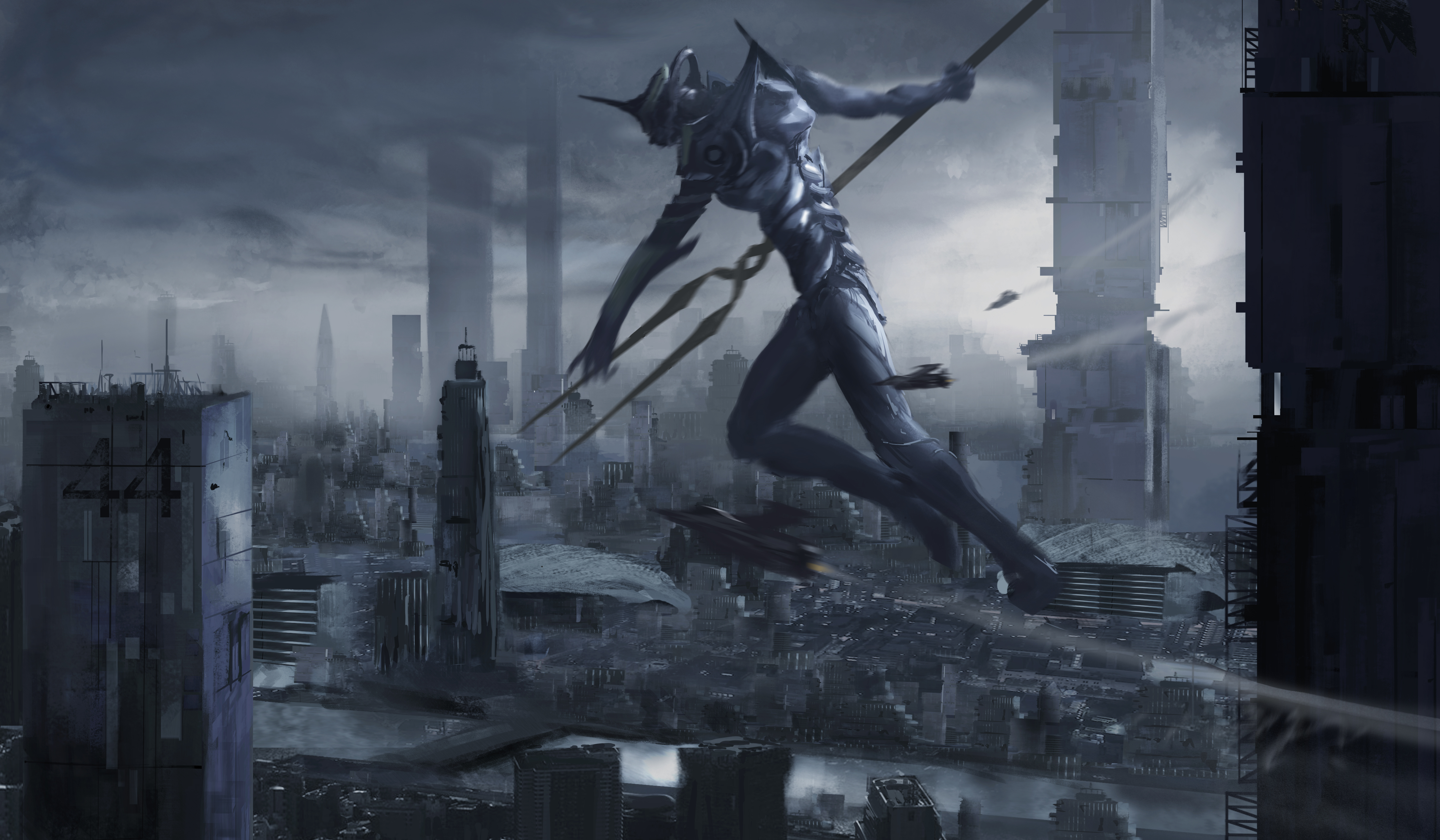 Wallpaper, Neon Genesis Evangelion, EVA Unit 01, Spear of Longinus, mech 4848x2829