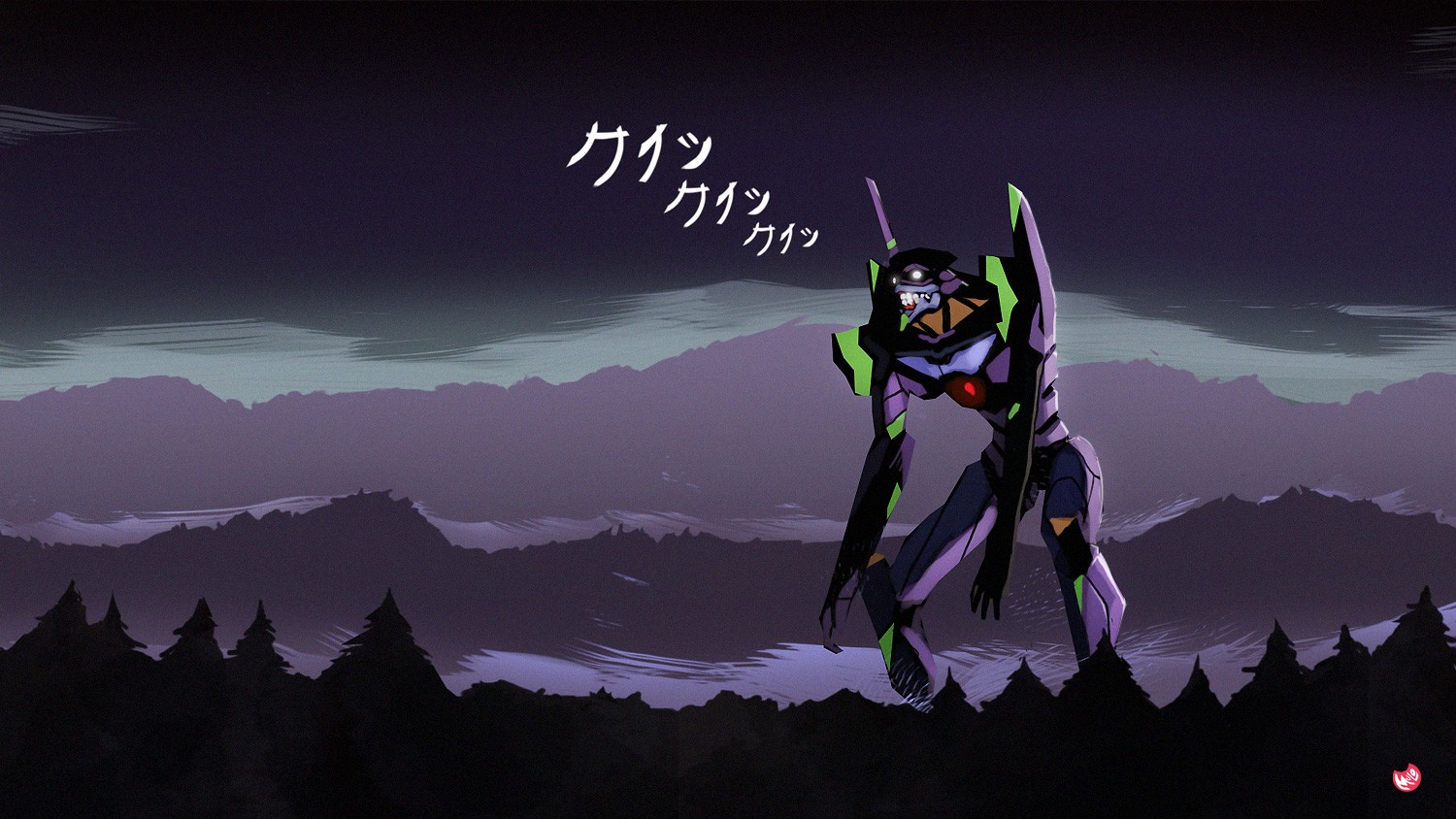 Neon Genesis Evangelion EVA Unit 01 Anime Landscape Wallpaper:1500x844