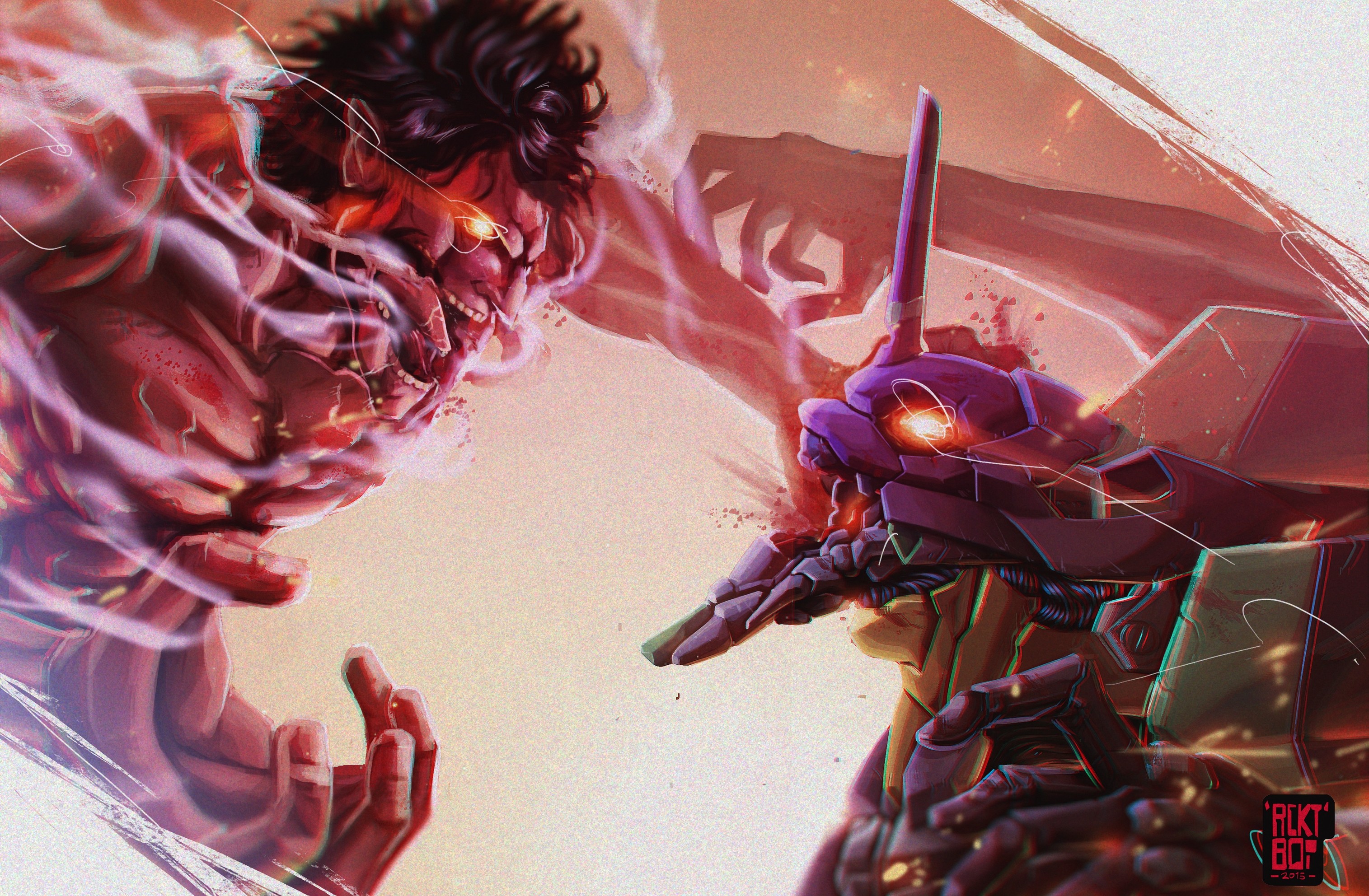 Shingeki no Kyojin, Eren Jeager, Neon Genesis Evangelion, EVA Unit 01 Gallery HD Wallpaper