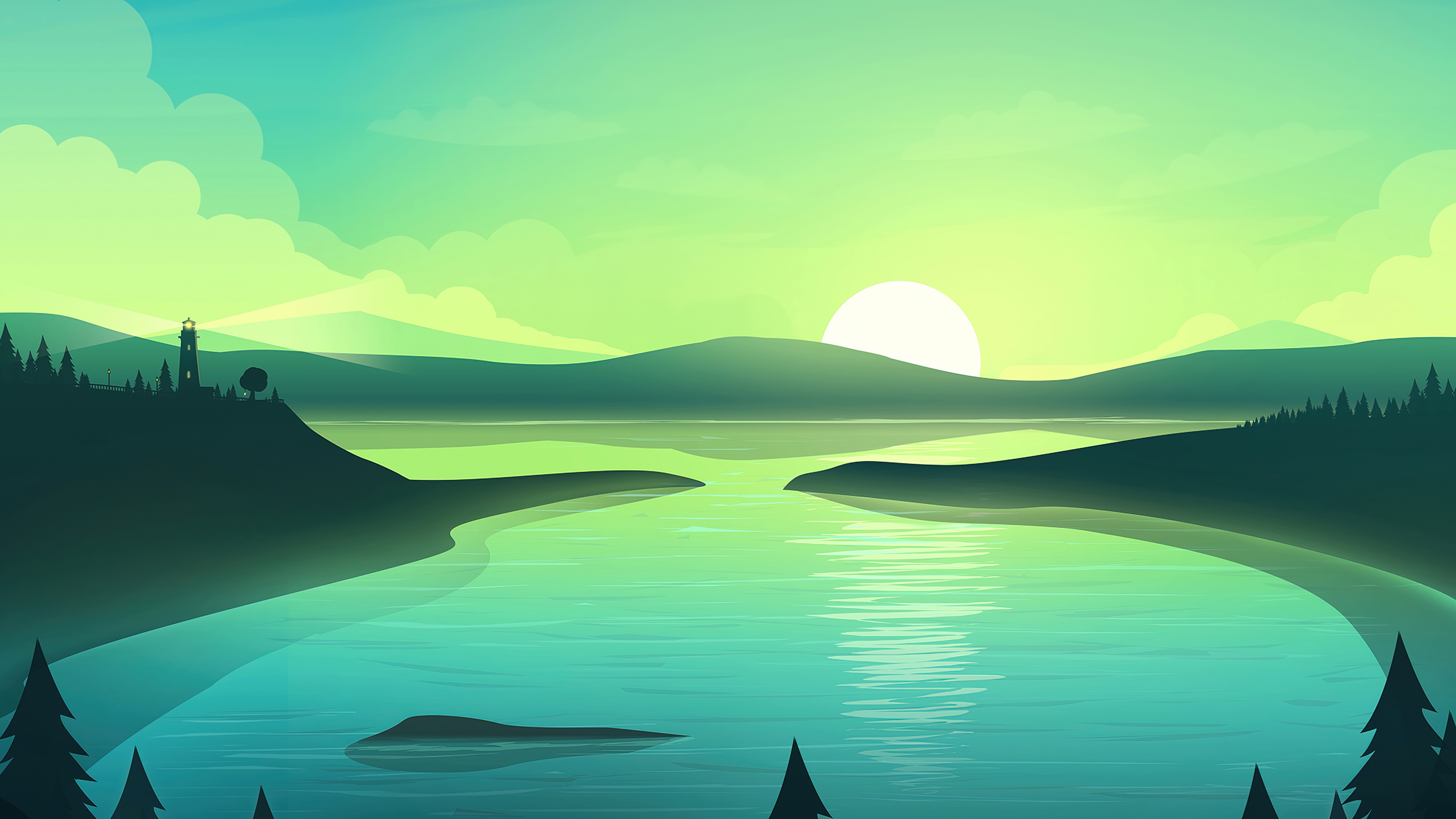 wallpaper, sunrise, scenery, lake, art, 4k, HD Gallery HD Wallpaper