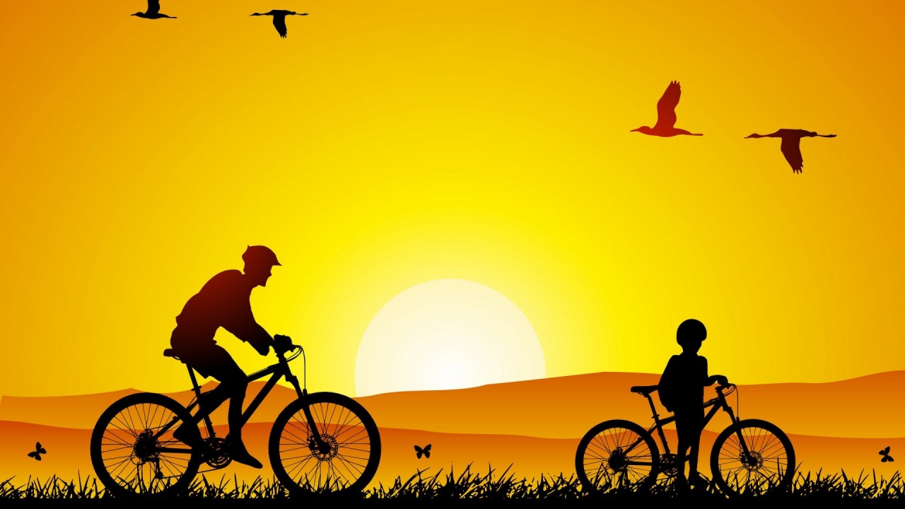 Cycling Sunrise Art wallpaper. Cycling Sunrise Art