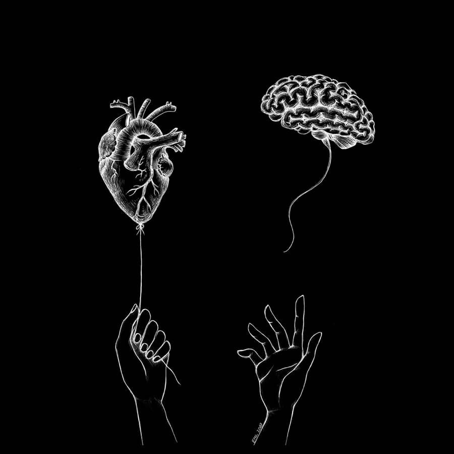 Heart and Brain Drawings. Brain drawing, Brain art, Line art drawings