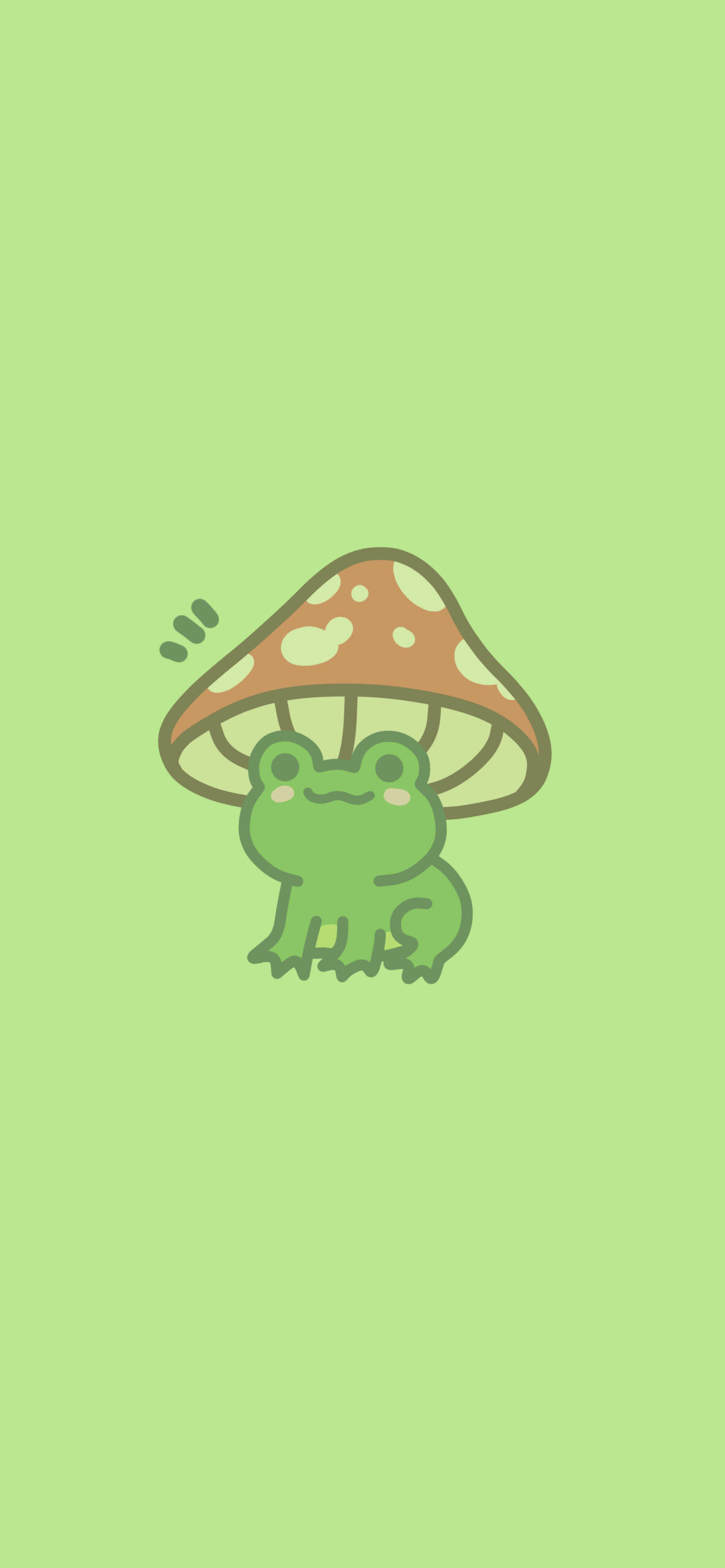 Cute Frog & Mushroom Green Wallpaper