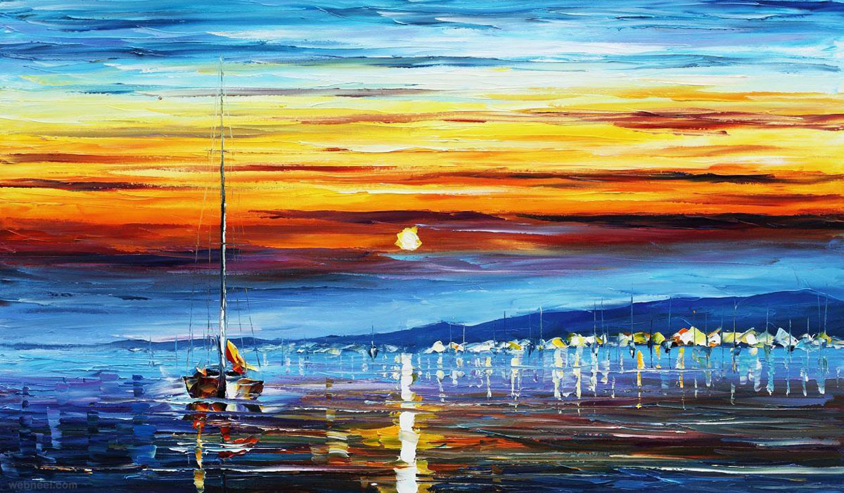 Beautiful Sunrise Sunset and Moon Paintings for your inspiration