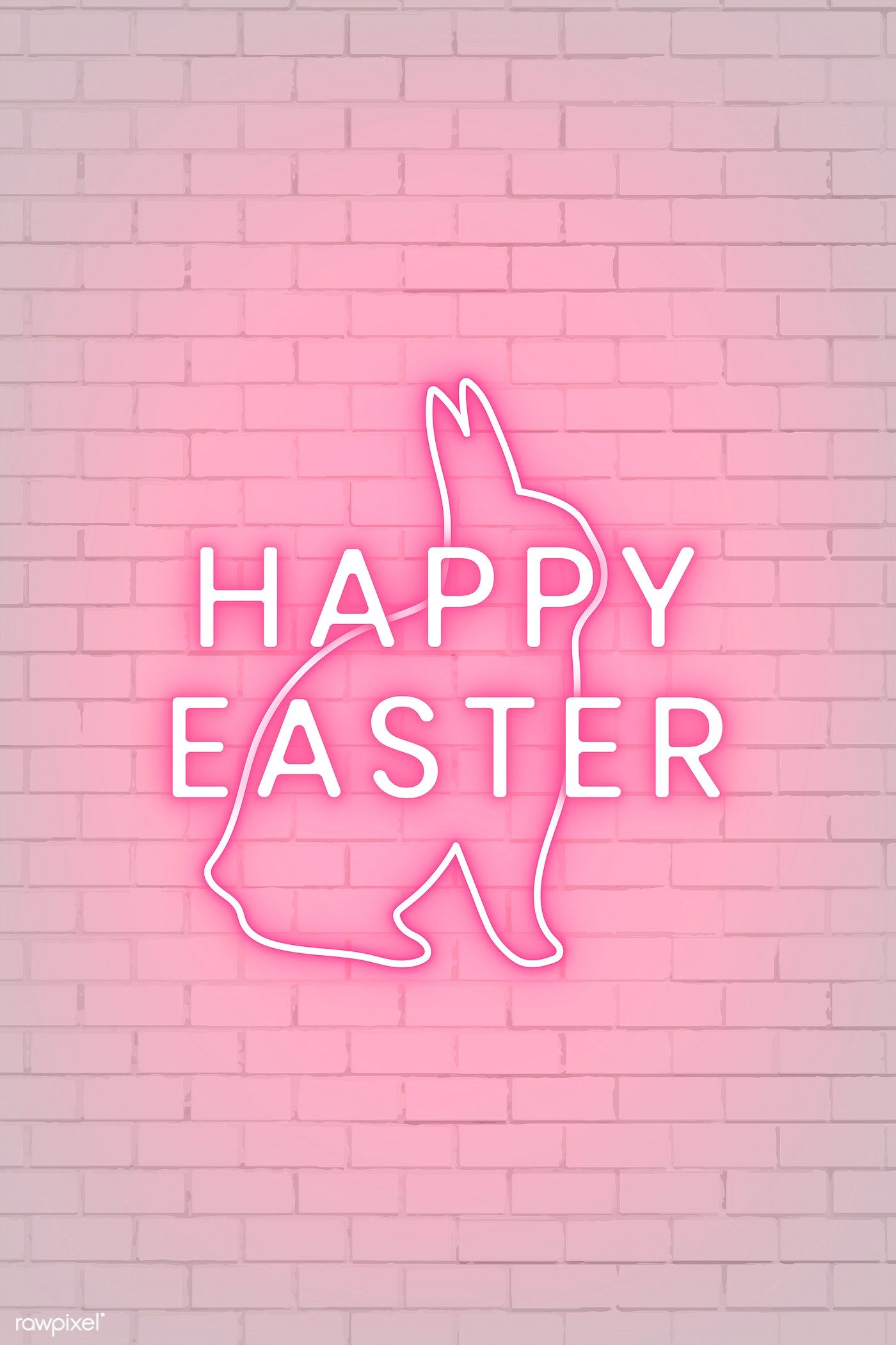 happy Easter sign with bunny neon light