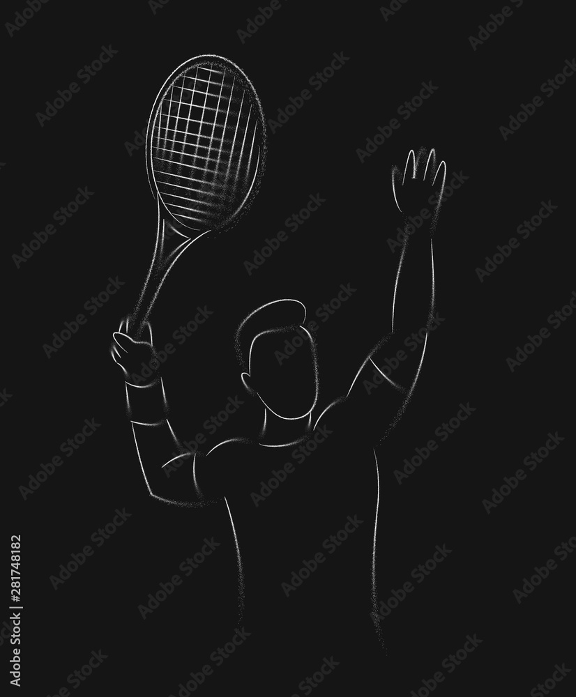 Modern Passionate Badminton Player In Action Logo art vector illustration. Stock Vector