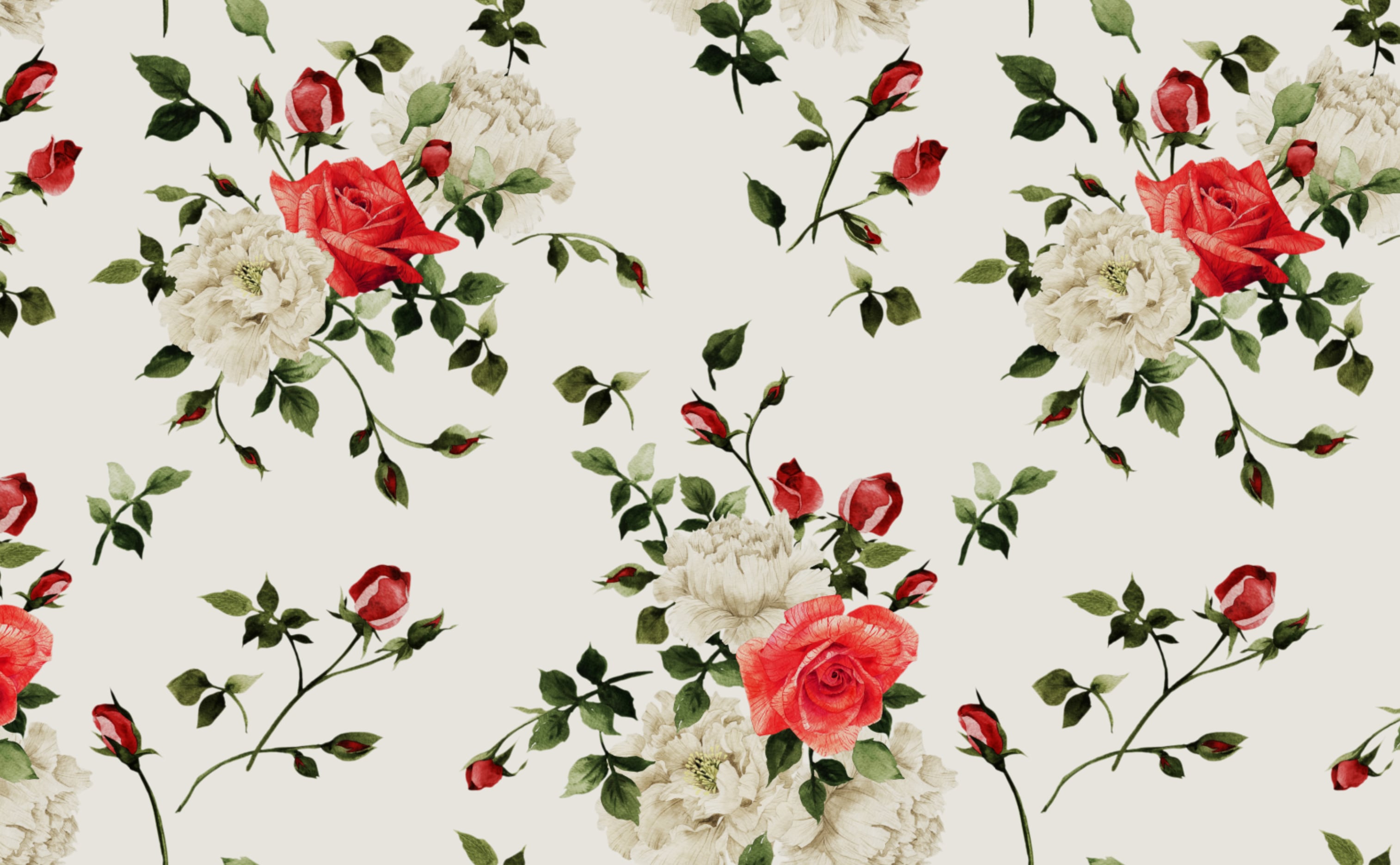 Vintage Roses & Carnations Wallpaper for Walls