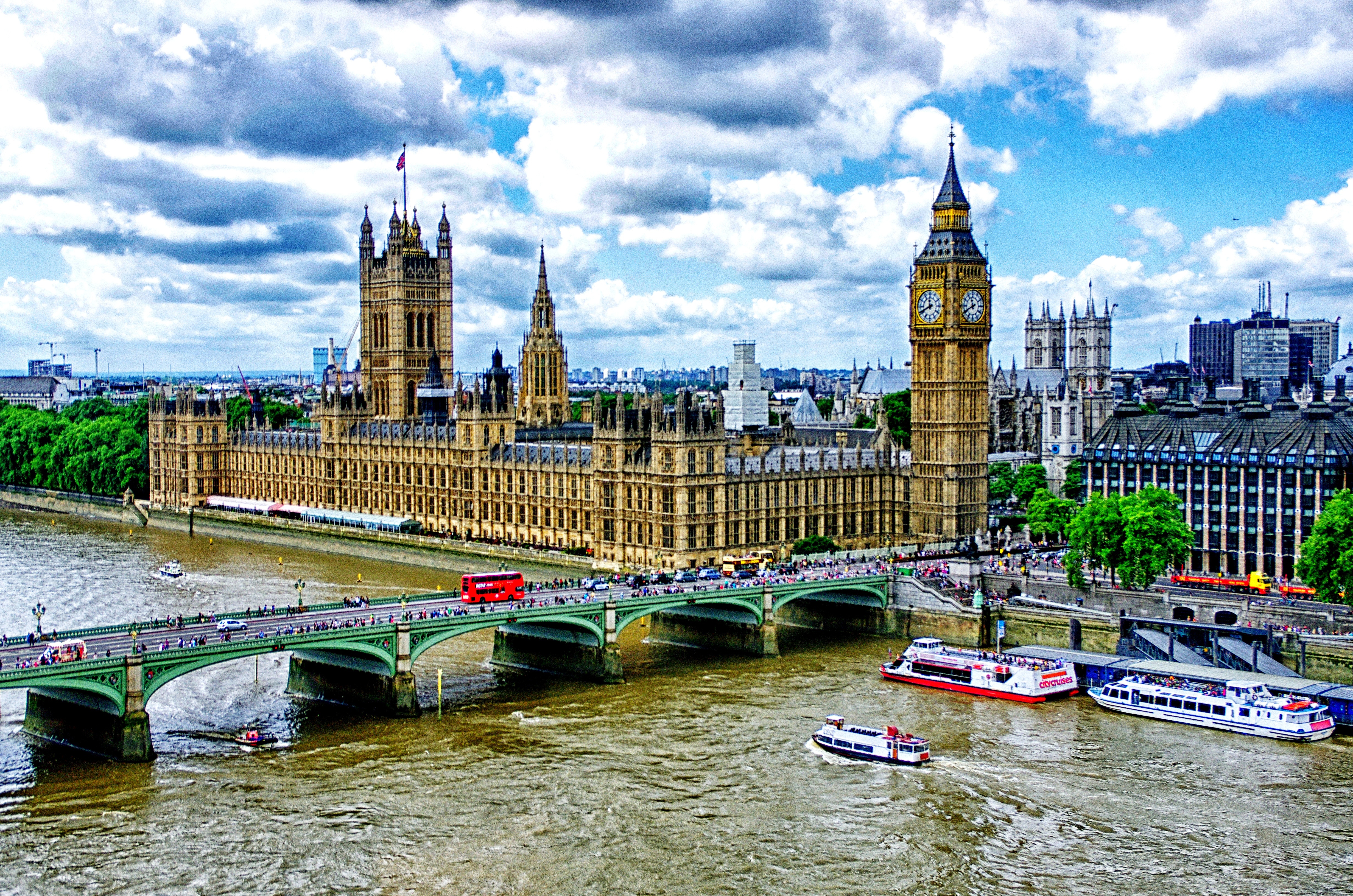 Picture London Big Ben HDR Sky river Cities Clouds 4928x3264