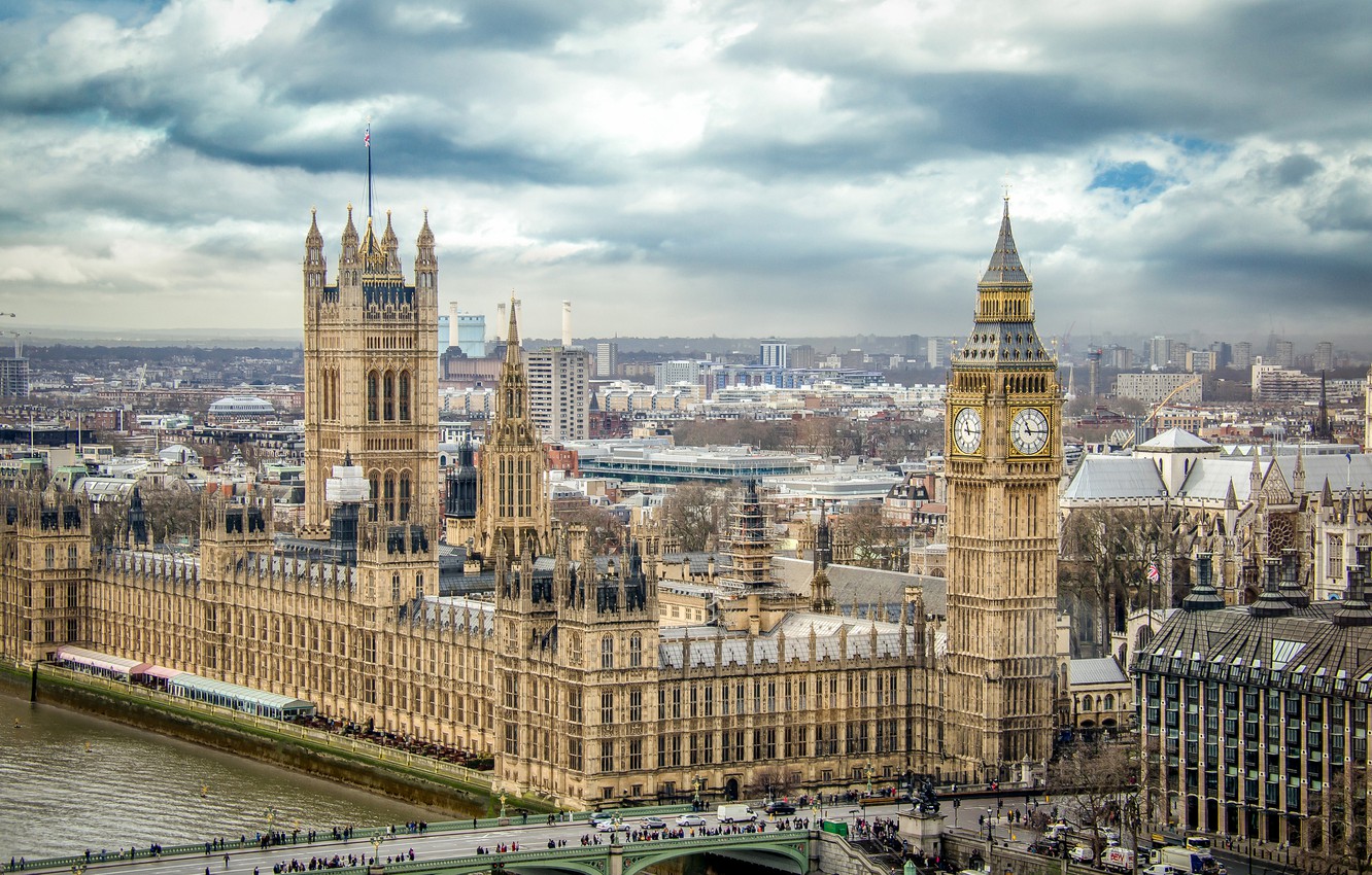 Wallpaper bridge, people, tower, London, panorama, Parliament, big Ben image for desktop, section город