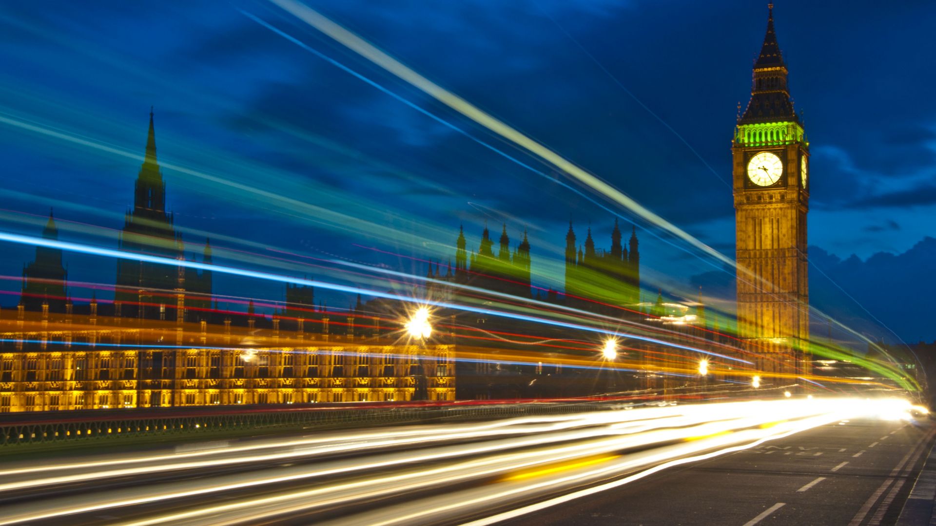 Desktop Wallpaper Big Ben, Houses Of Parliament, City, London, Night, HD Image, Picture, Background, Vv2ot