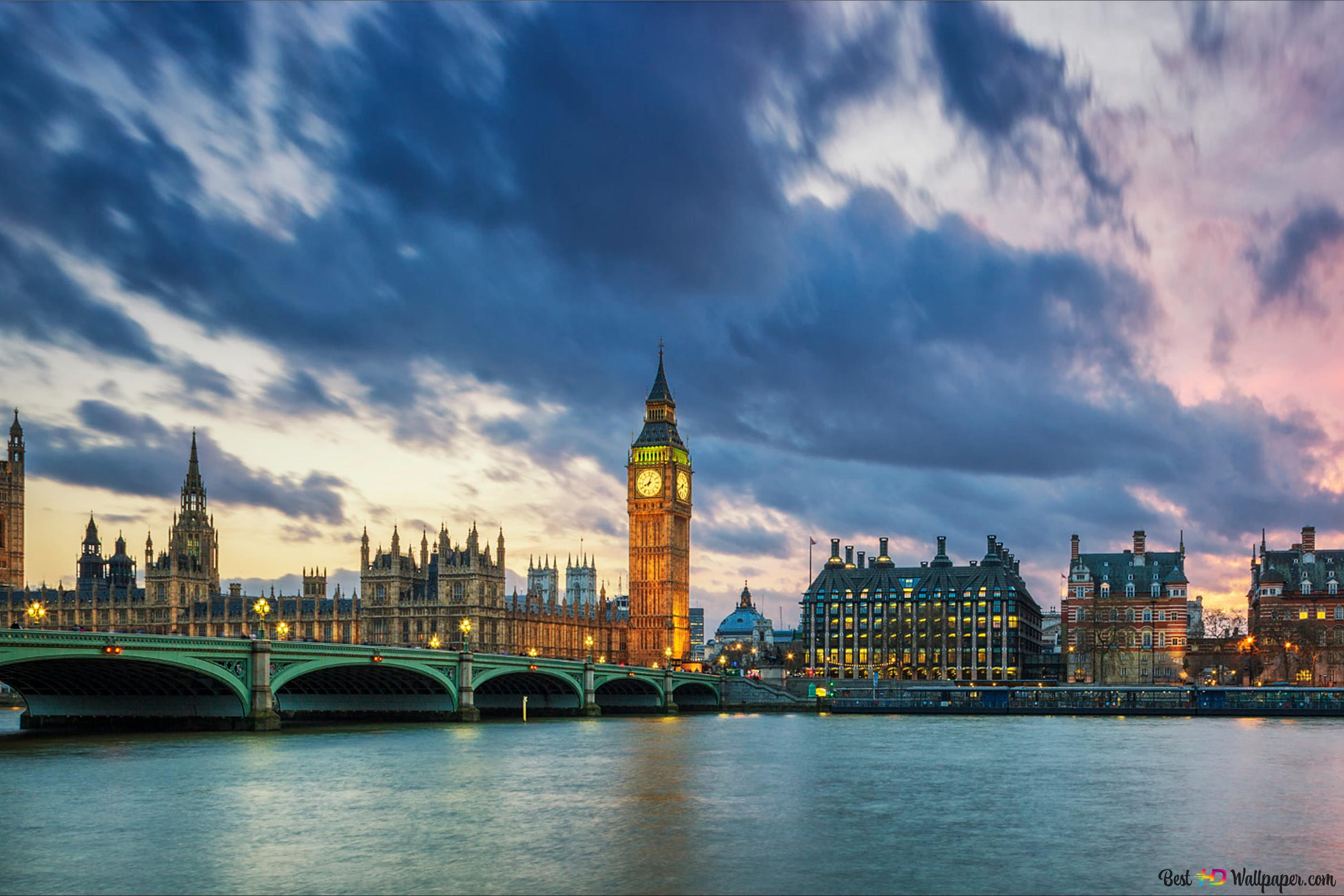 Big Ben In London At Sunset 4K wallpaper download