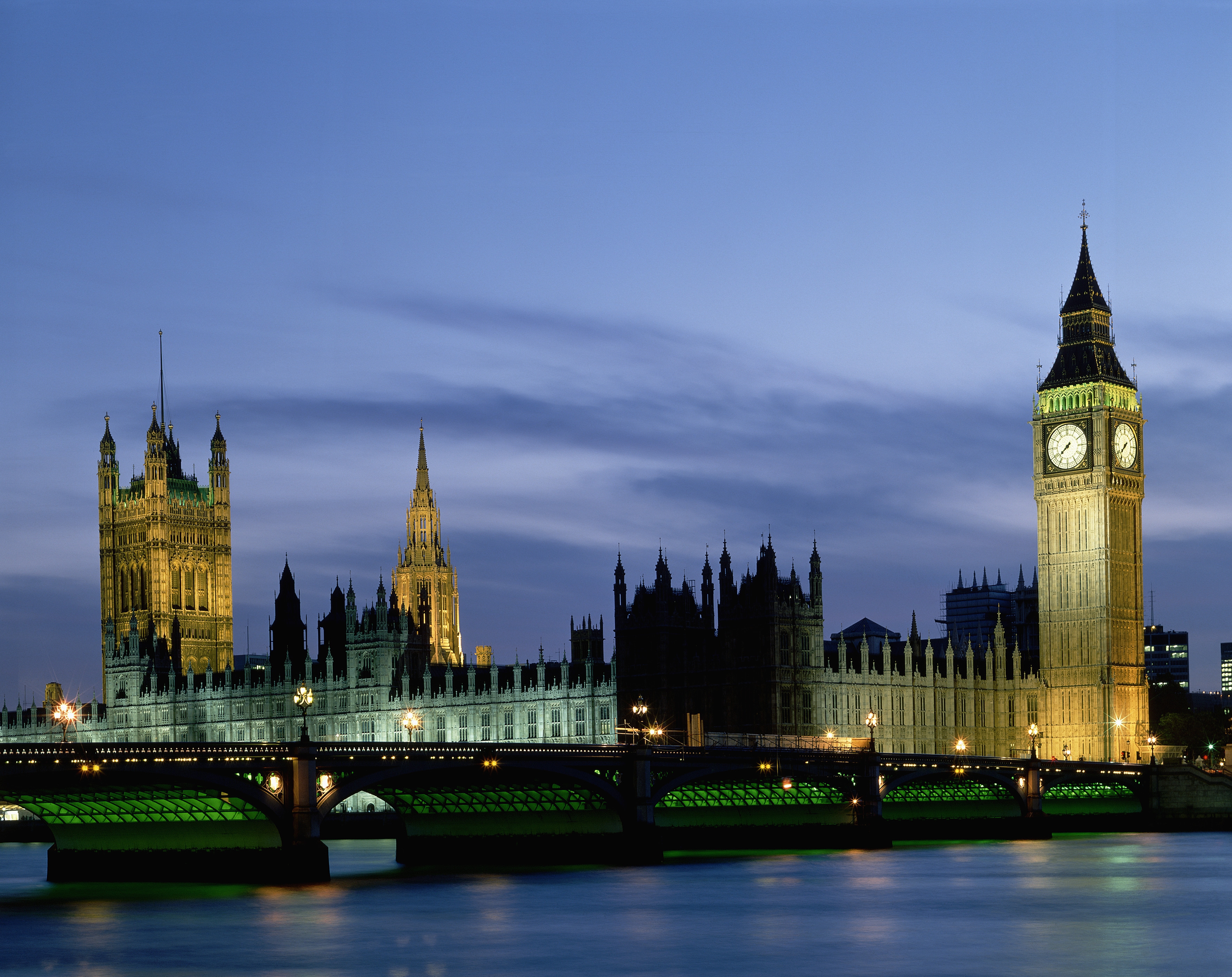 Wallpaper, London, city, cityscape, night, water, reflection, sky, skyline, skyscraper, England, evening, bridge, river, horizon, dusk, metropolis, Big Ben, clock tower, spire, chateau, tree, dawn, parliament, landmark, daytime, urban area, tourist