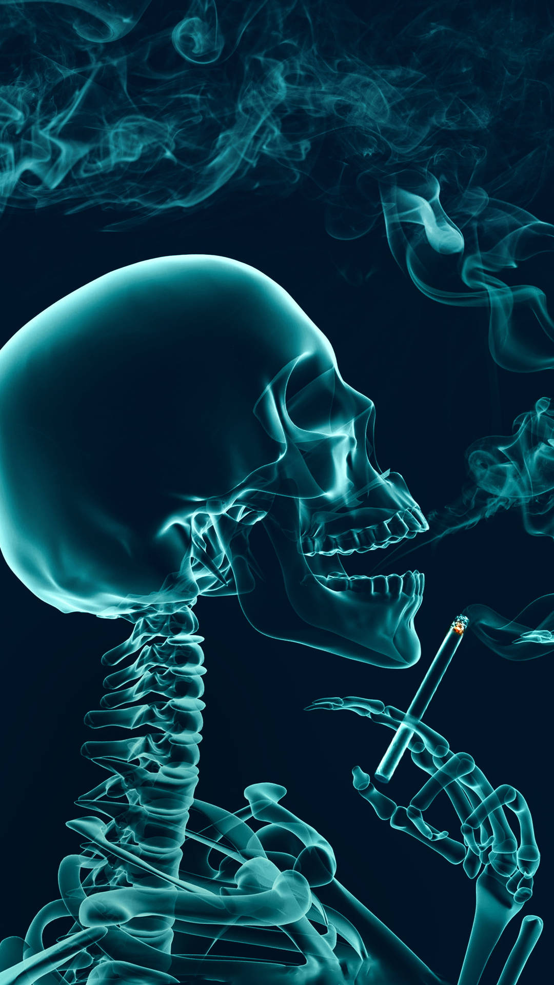 Download Gangster Skull Smoking A Cigarette Wallpaper