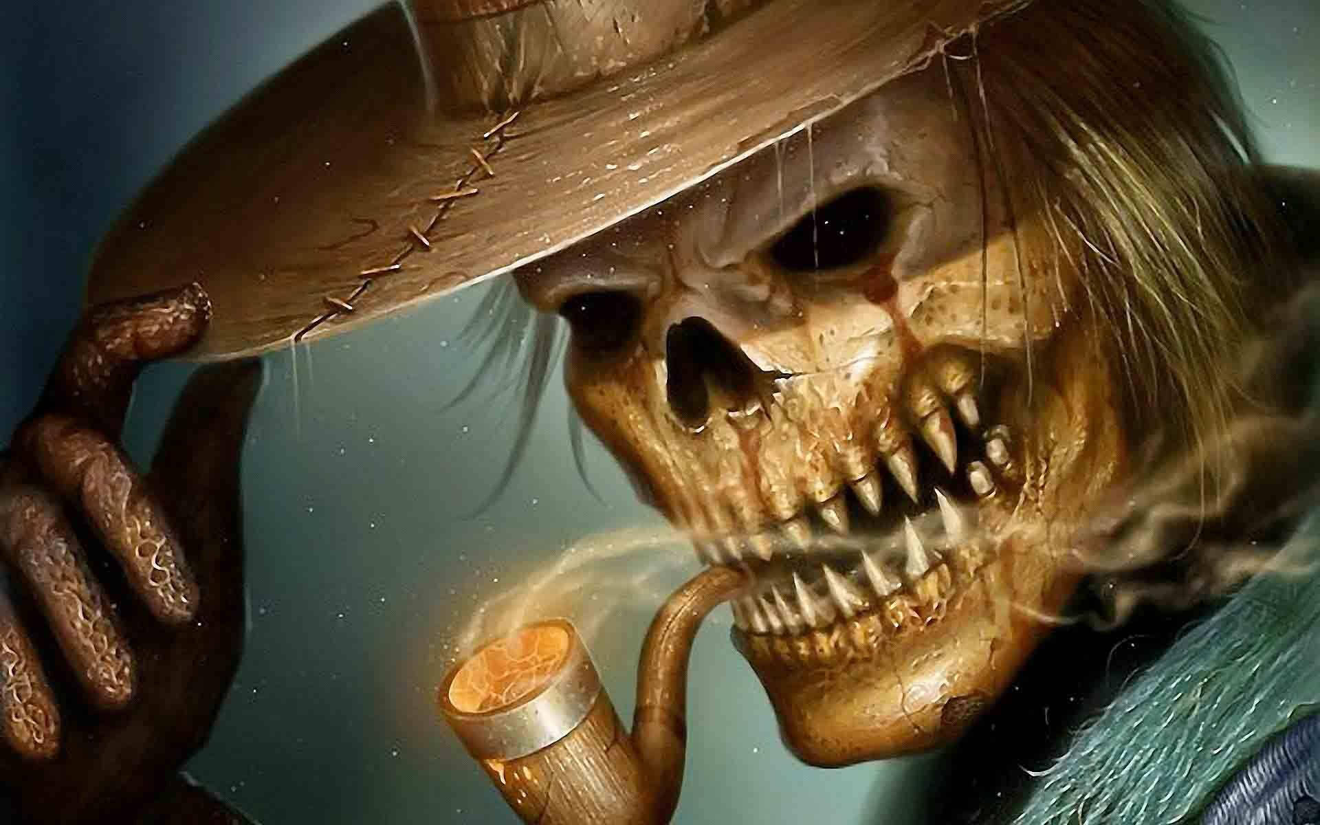 Download Smoking Skeleton Desktop Wallpaper