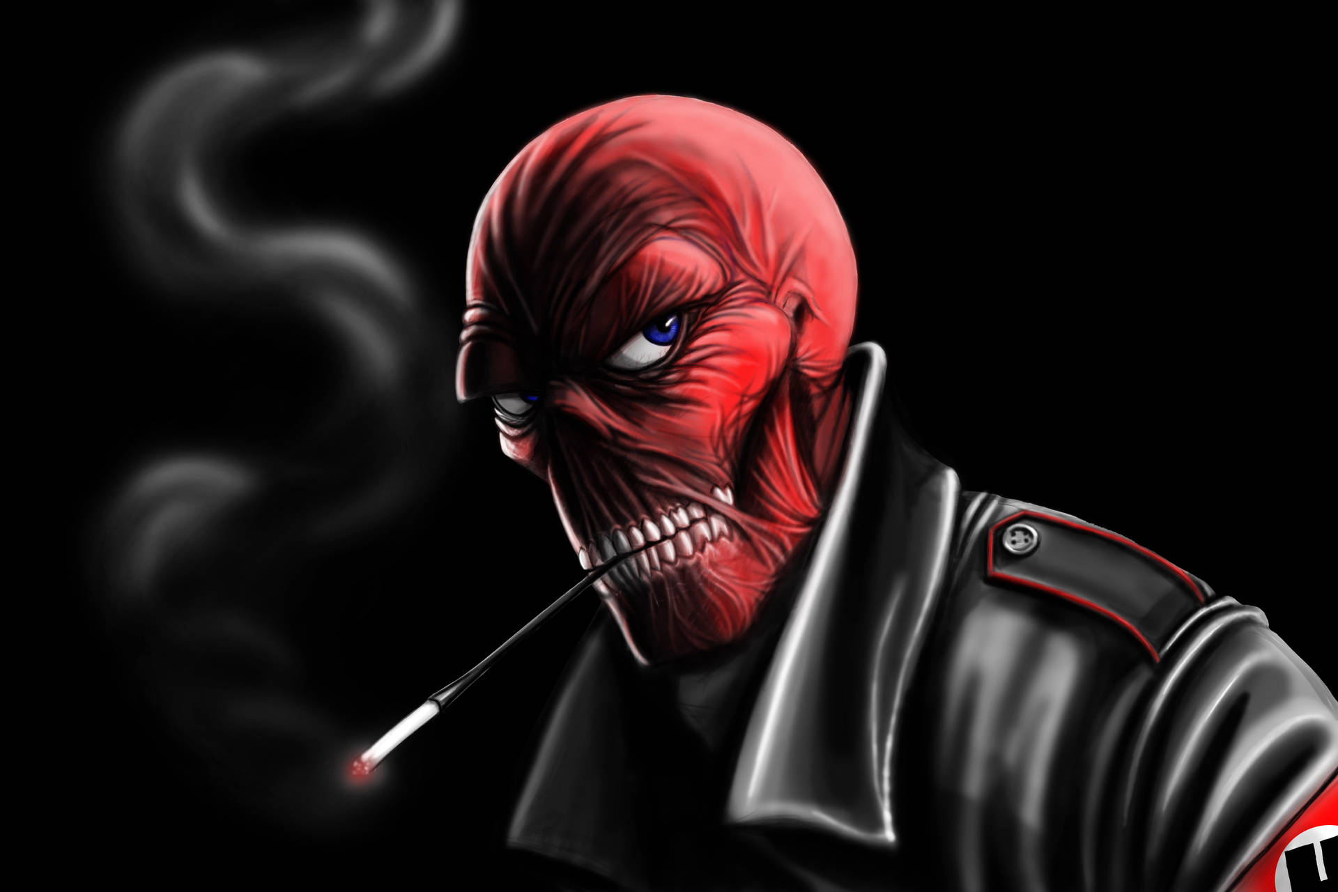 Download Smoking Red Skull Wallpaper