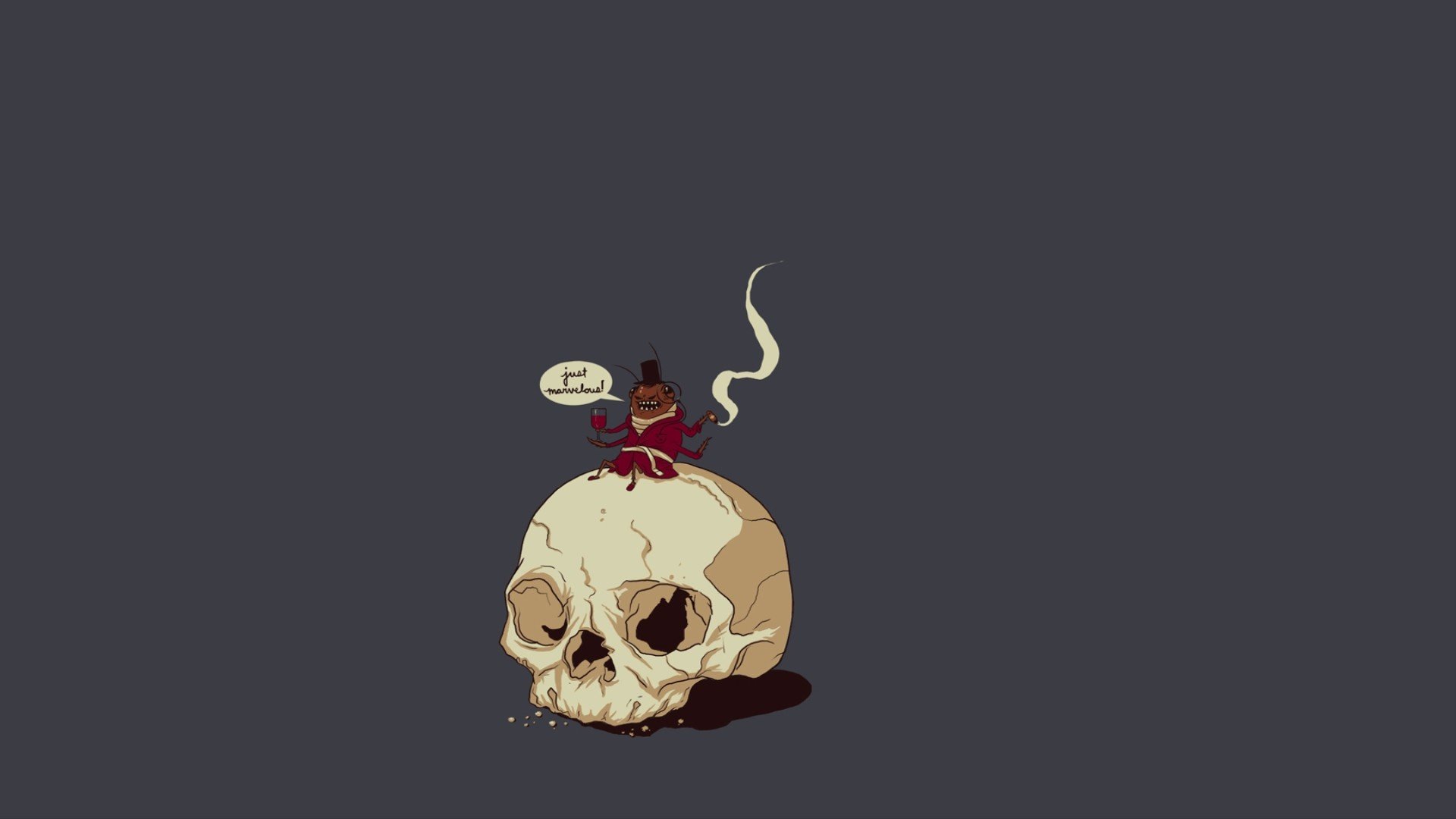 minimalism, Skull, Top hat, Cigars, Smoke, Cockroach Wallpaper HD / Desktop and Mobile Background