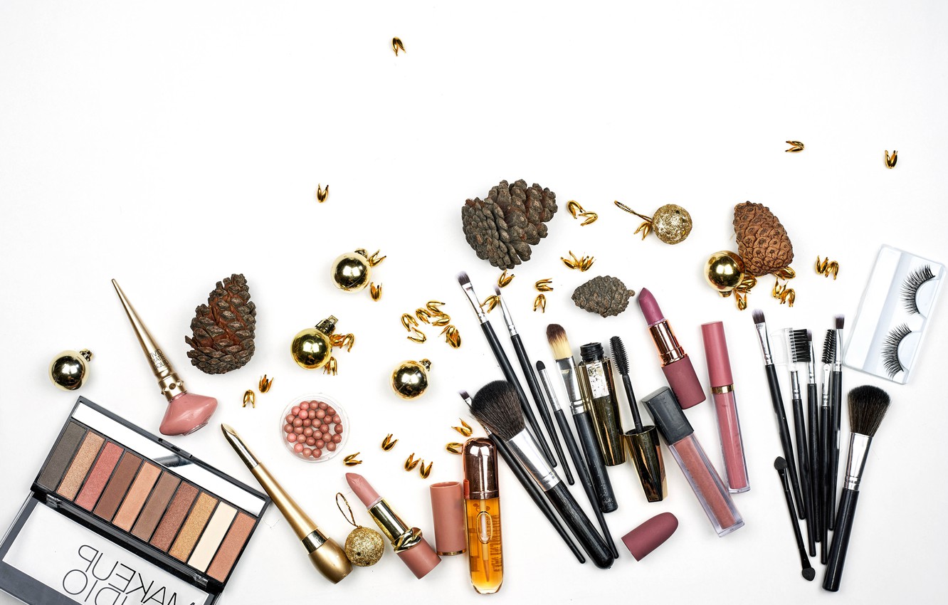 Wallpaper lipstick, white background, shadows, bumps, cosmetics, brush image for desktop, section разное