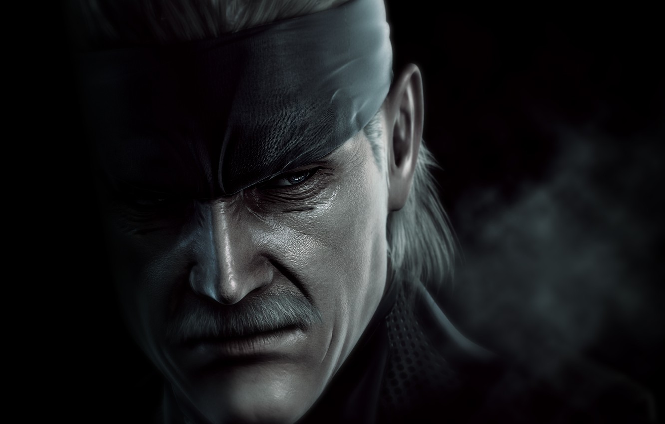 Wallpaper mustache, face, Solid Snake, Metal Gear Solid 4: Guns of the Patriots, old Snake image for desktop, section игры