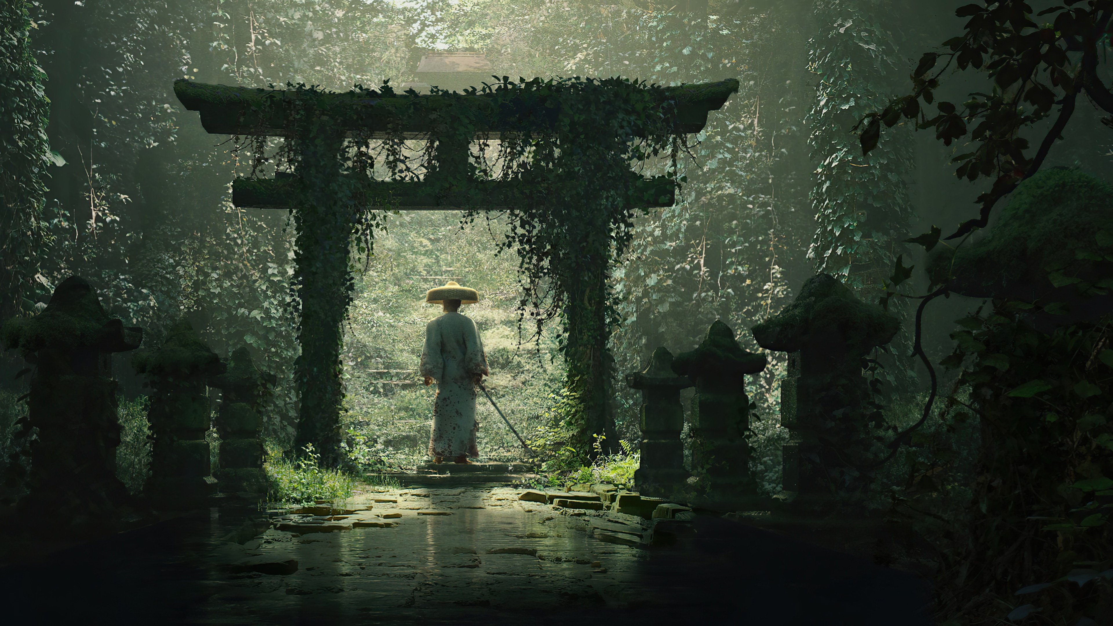 wallpaper, samurai, fantasy, torii, japanese, gate, 4k, HD Gallery HD Wallpaper