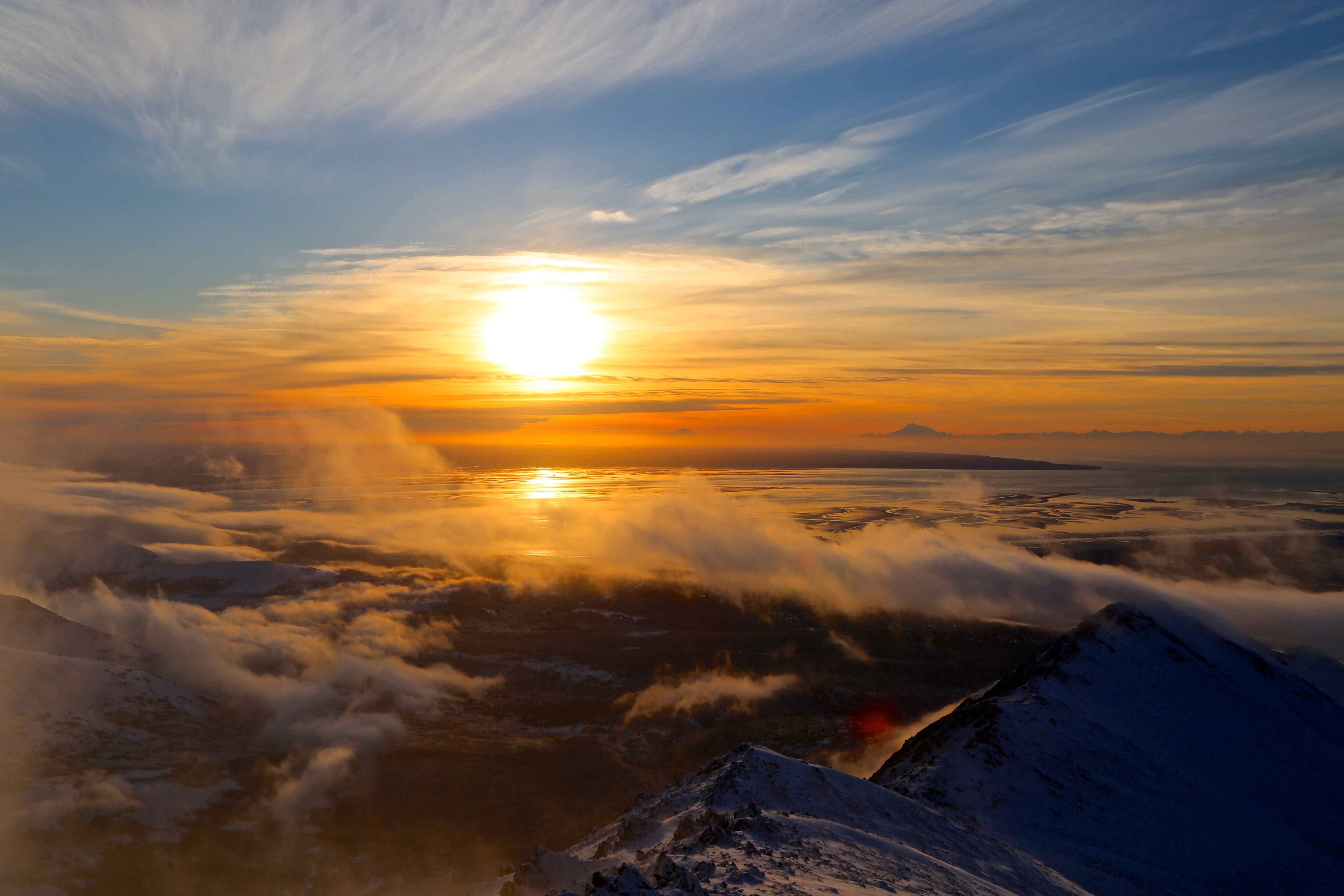 Sunset From the Peak of Wolverine Chugach State Park Alaska 4K wallpaper