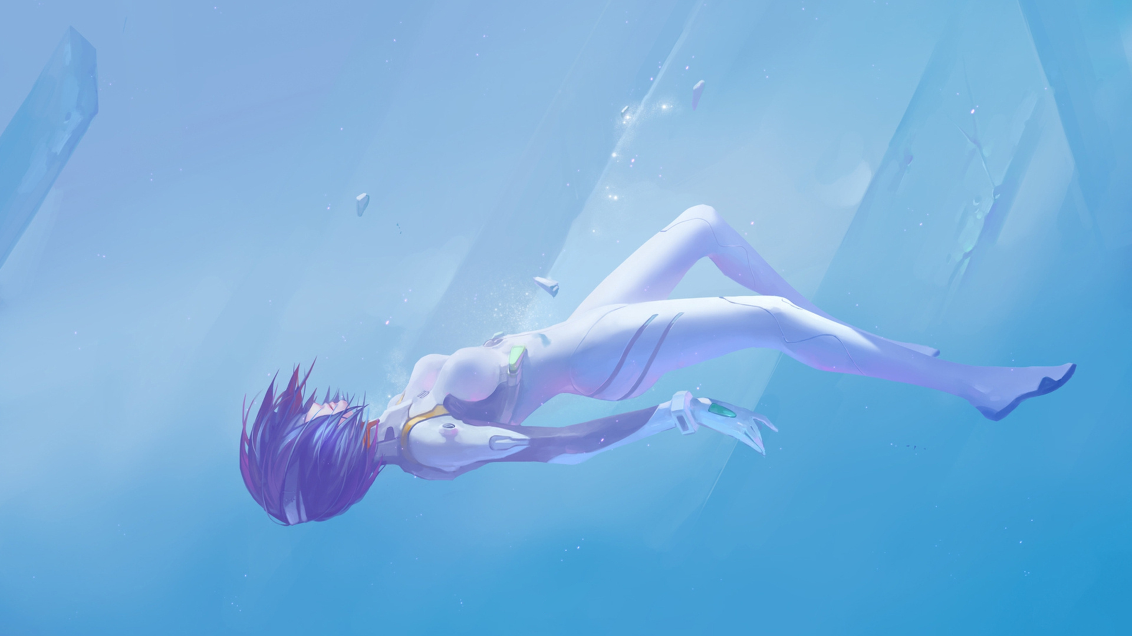 Wallpaper Anime Underwater Drowning, Rei Ayanami, Anime, Sleeve, Water, Background Free Image