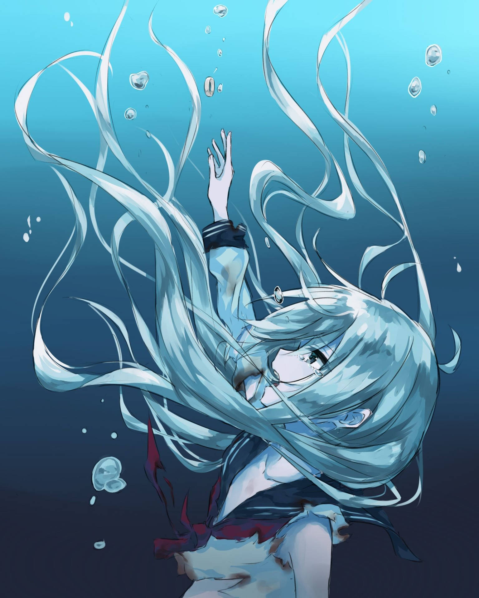 Download Drowning Depressed Anime Girl Wallpaper