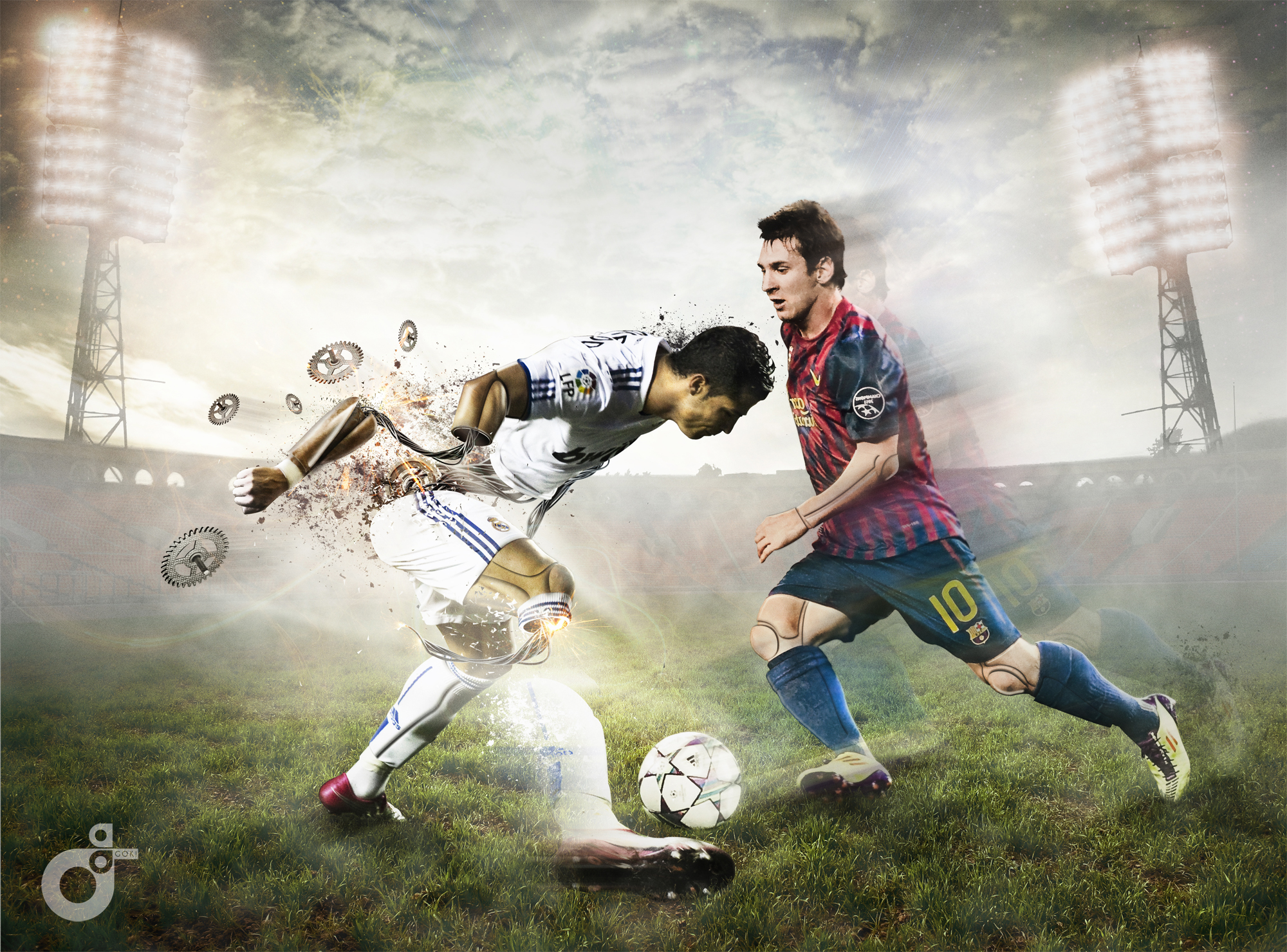 HD Messi vs. Ronaldo chess wallpaper