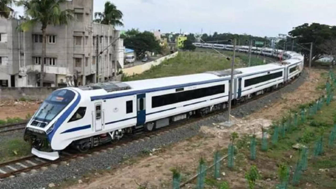 Watch: South India's first Vande Bharat Express arrives in Chennai ahead of tomorrow's trial run. Chennai News, Times Now