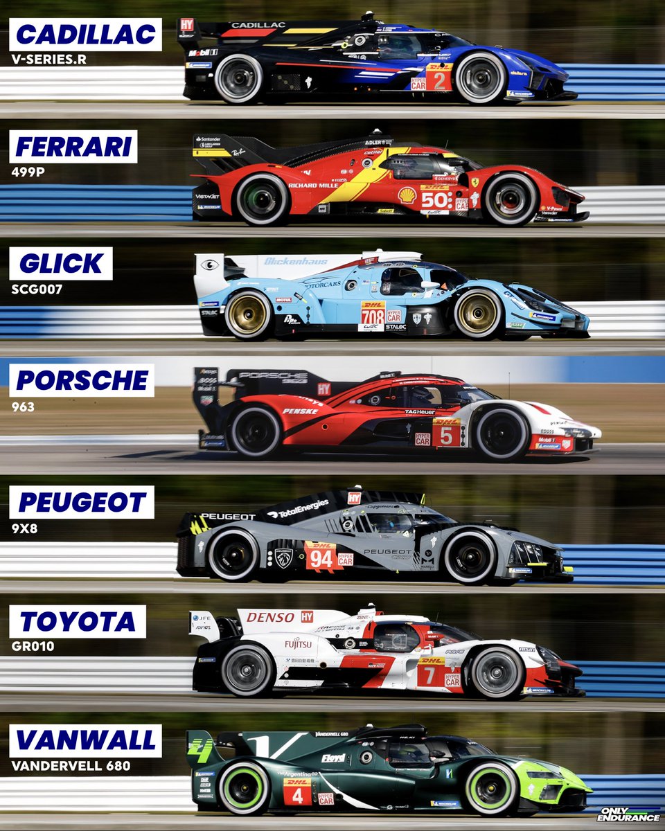 Only Endurance: Which WEC Hypercar Will You Be Backing In 2023? Cadillac V Series.R Ferrari 499P Glickenhaus SCG007 ⚫️ Porsche 963 Peugeot 9X8 ⚪️ Toyota GR010 Vanwall Vandervell 680 Reply With Your Pick The Emoji