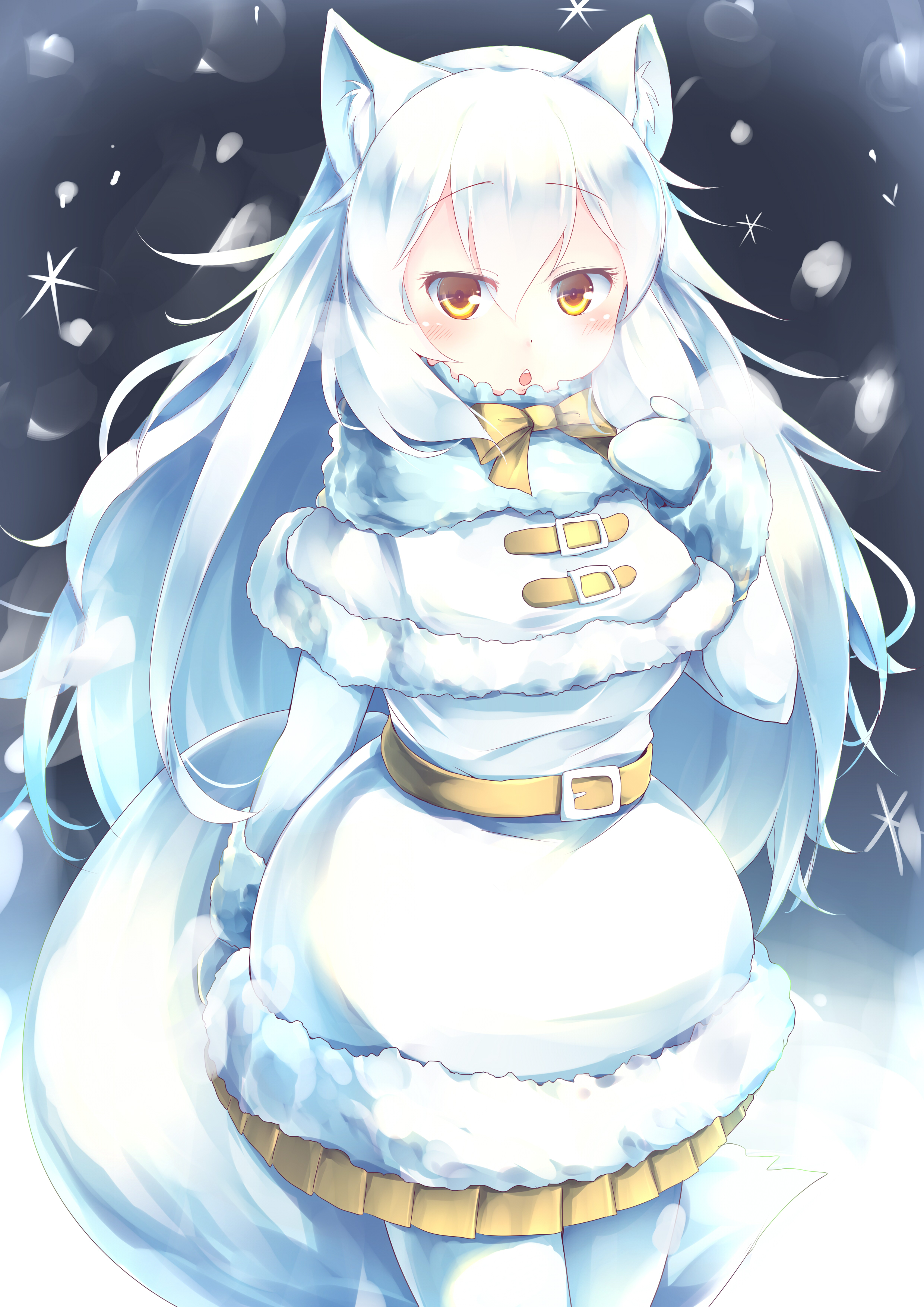 Wallpaper, long hair, animal ears, tail, Kemono Friends, panty hose 2480x3507