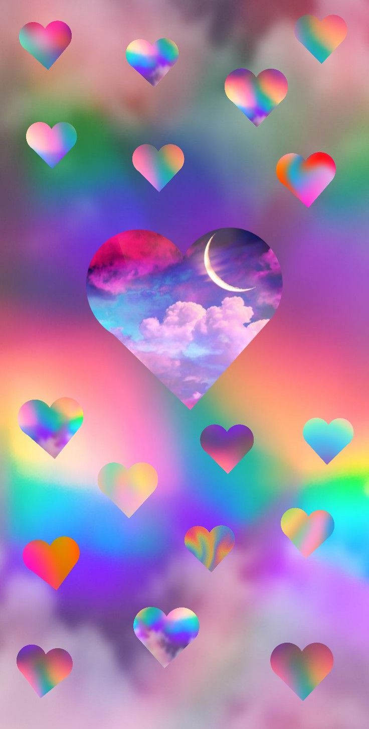 Rainbow heart clouds wallpaper