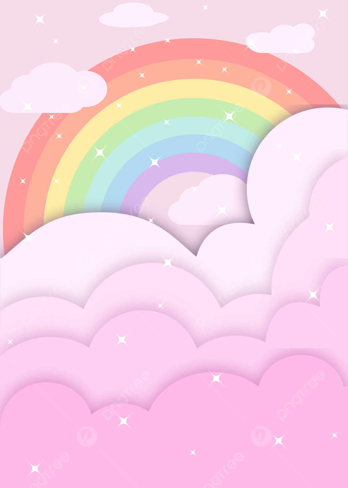Pink Cute Rainbow Clouds Background Wallpaper Image For Free Download