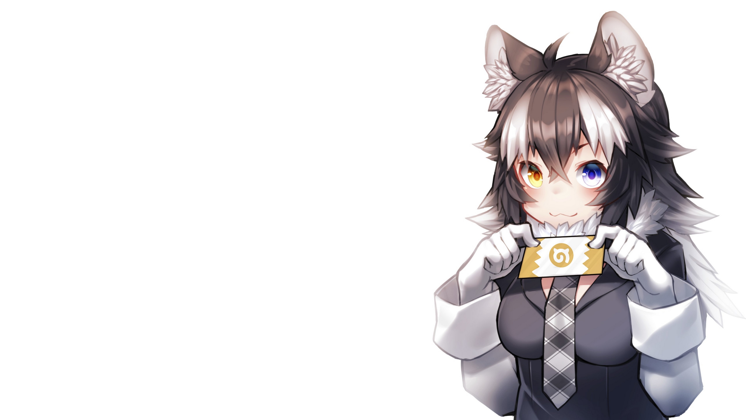 Wallpaper / anime, anime girls, white background, Kemono Friends, wolf ears, animal ears free download