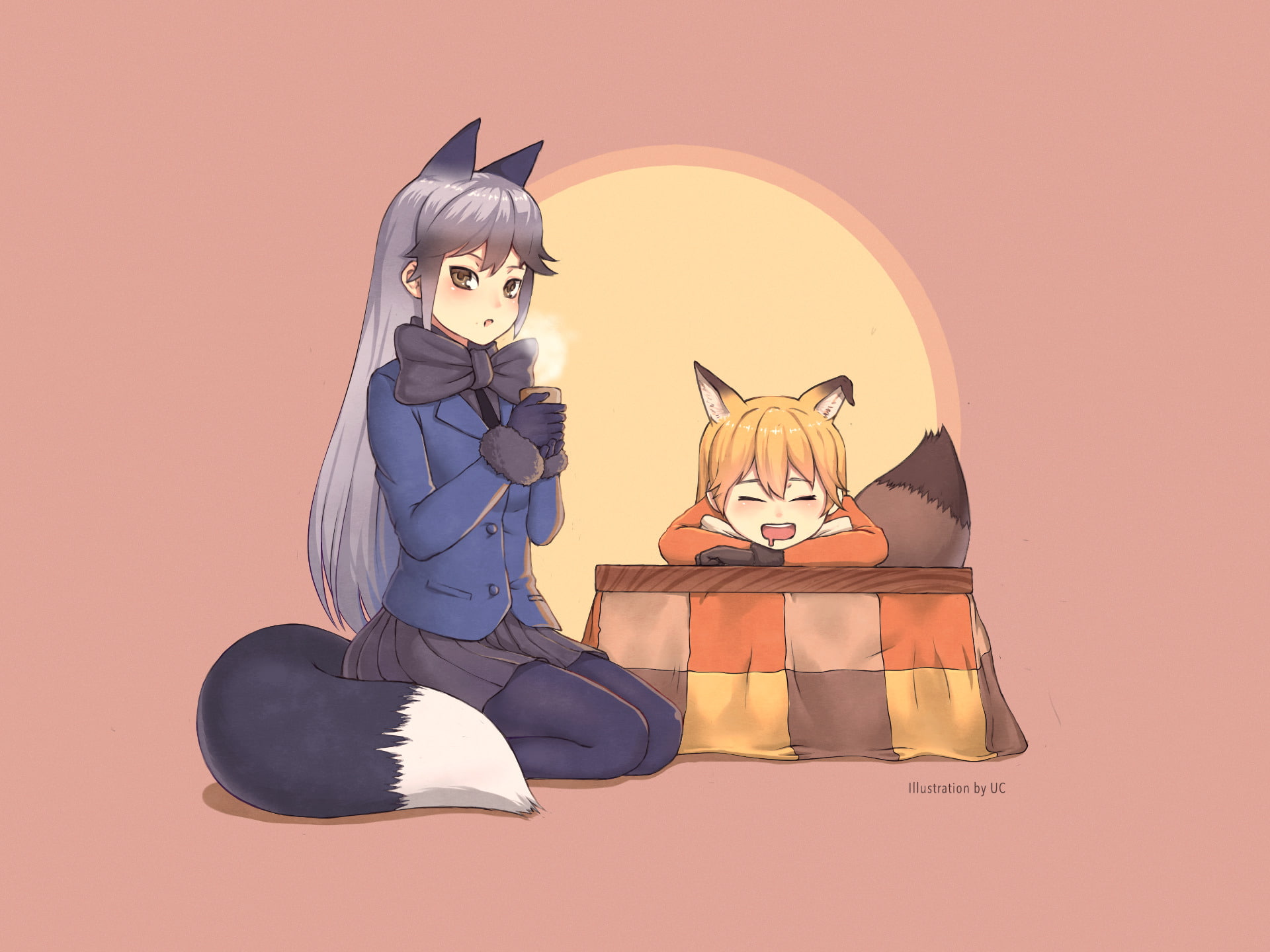 Wallpaper / Kemono Friends, Silver Fox (Kemono Friends), Anime, Ezo Red Fox (Kemono Friends), 1080P free download