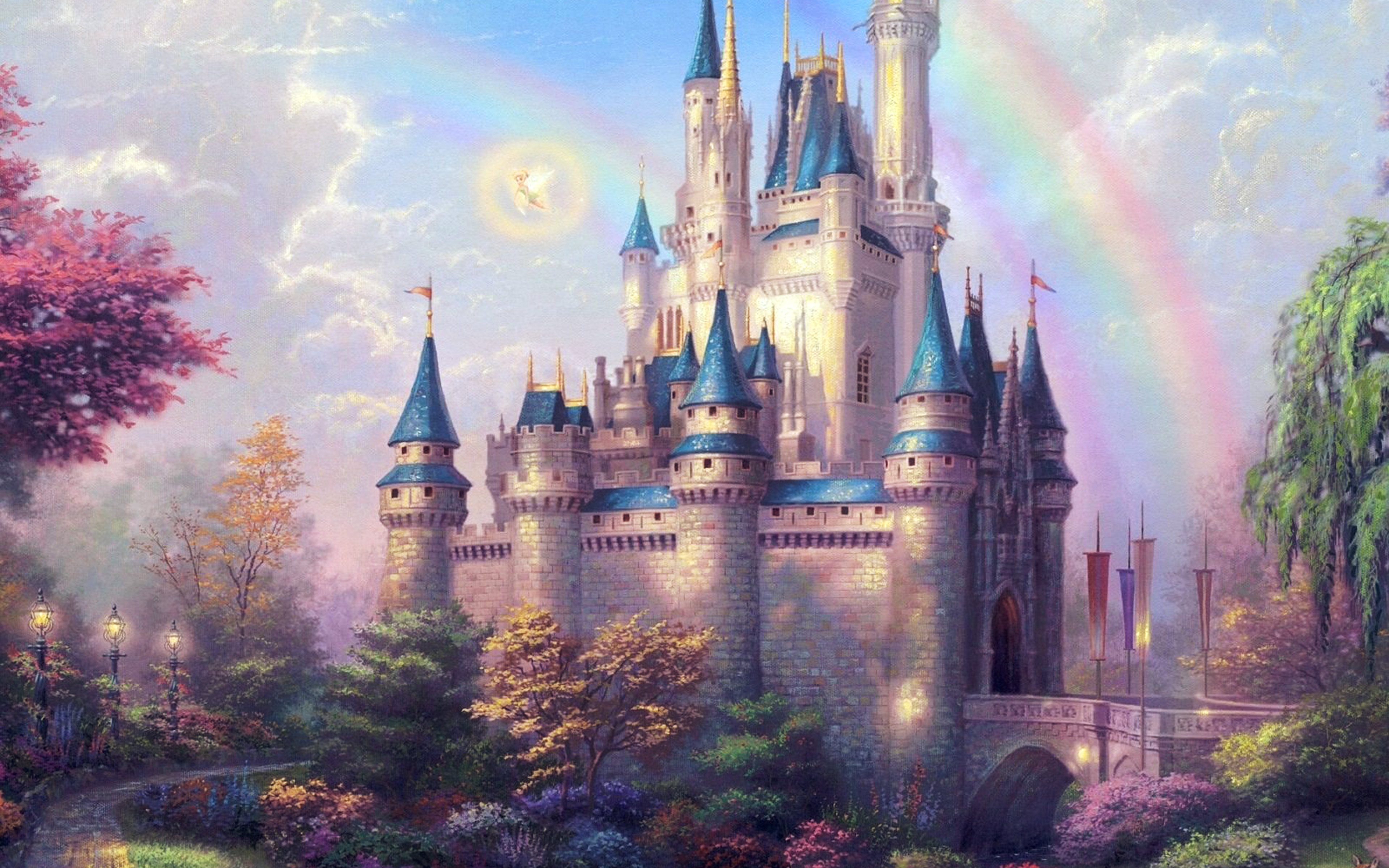 wallpaper for desktop, laptop. fantasy castle illustration cute disney