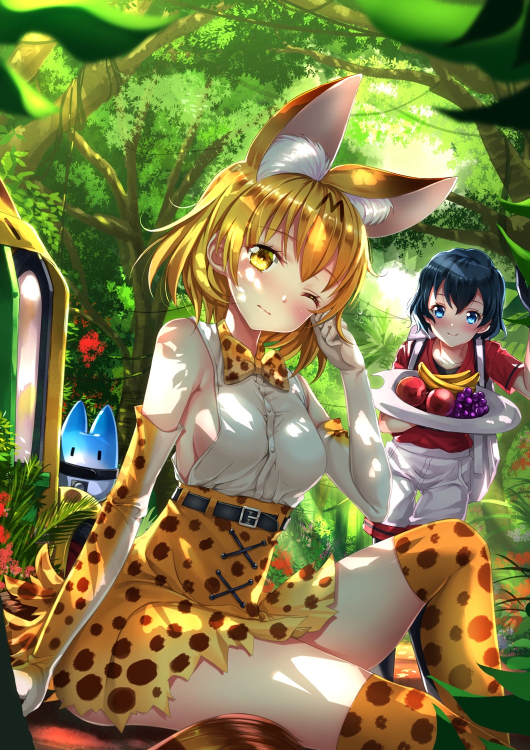 swordsouls kemono friends kaban (kemono friends) serval animal ears tail thighhighs