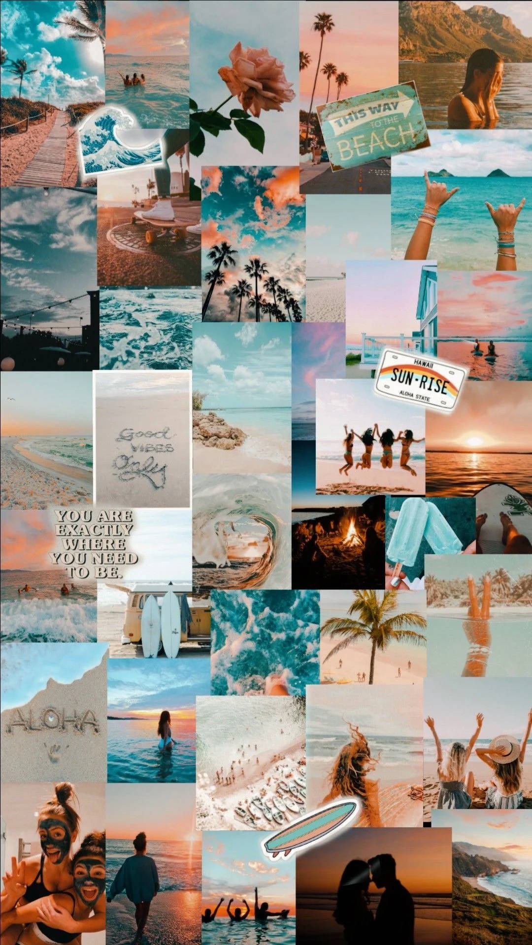 Download Relaxing Beach Summer Collage Wallpaper