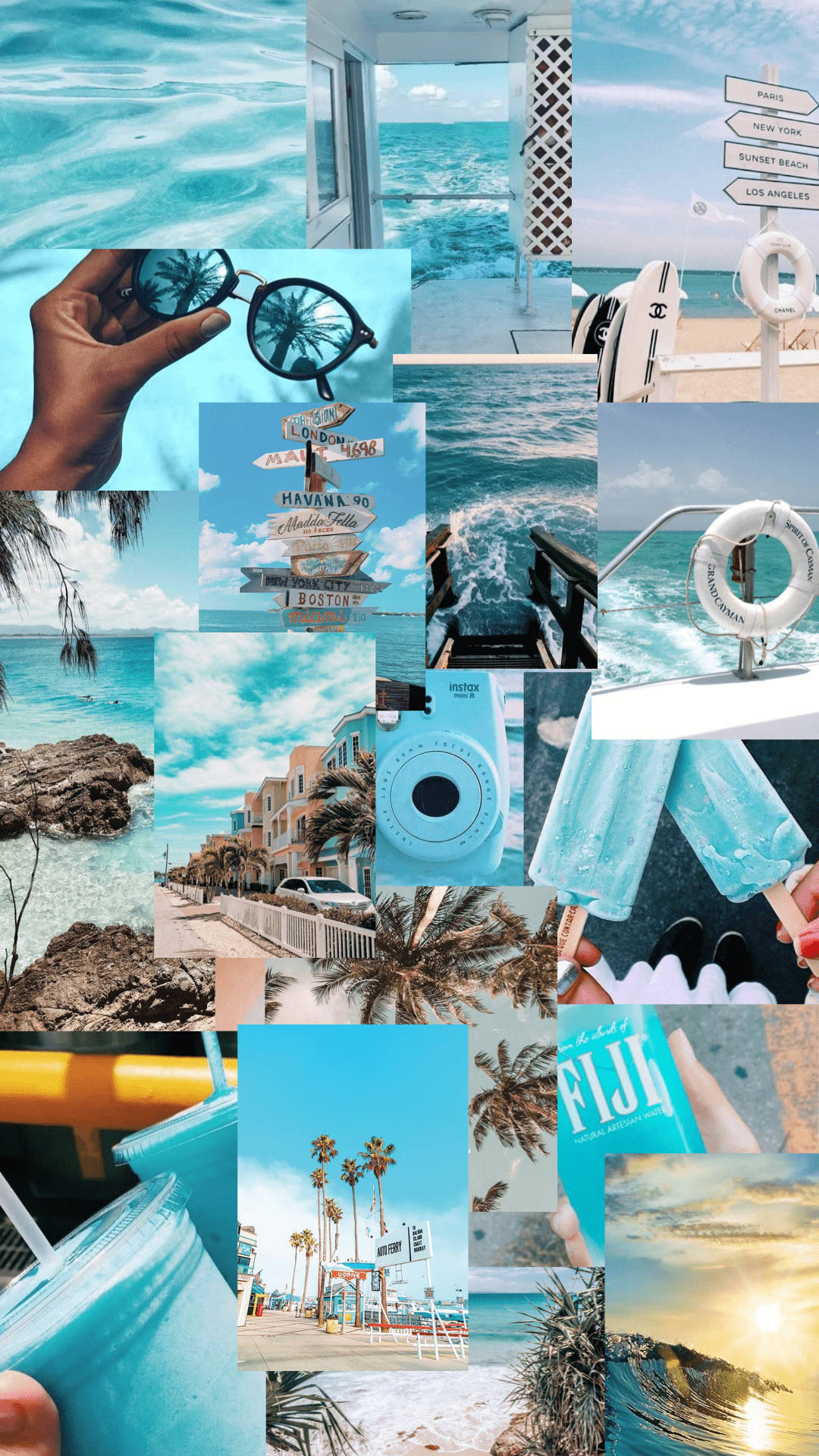 Download Gratifyingly Blue Summer Collage Wallpaper
