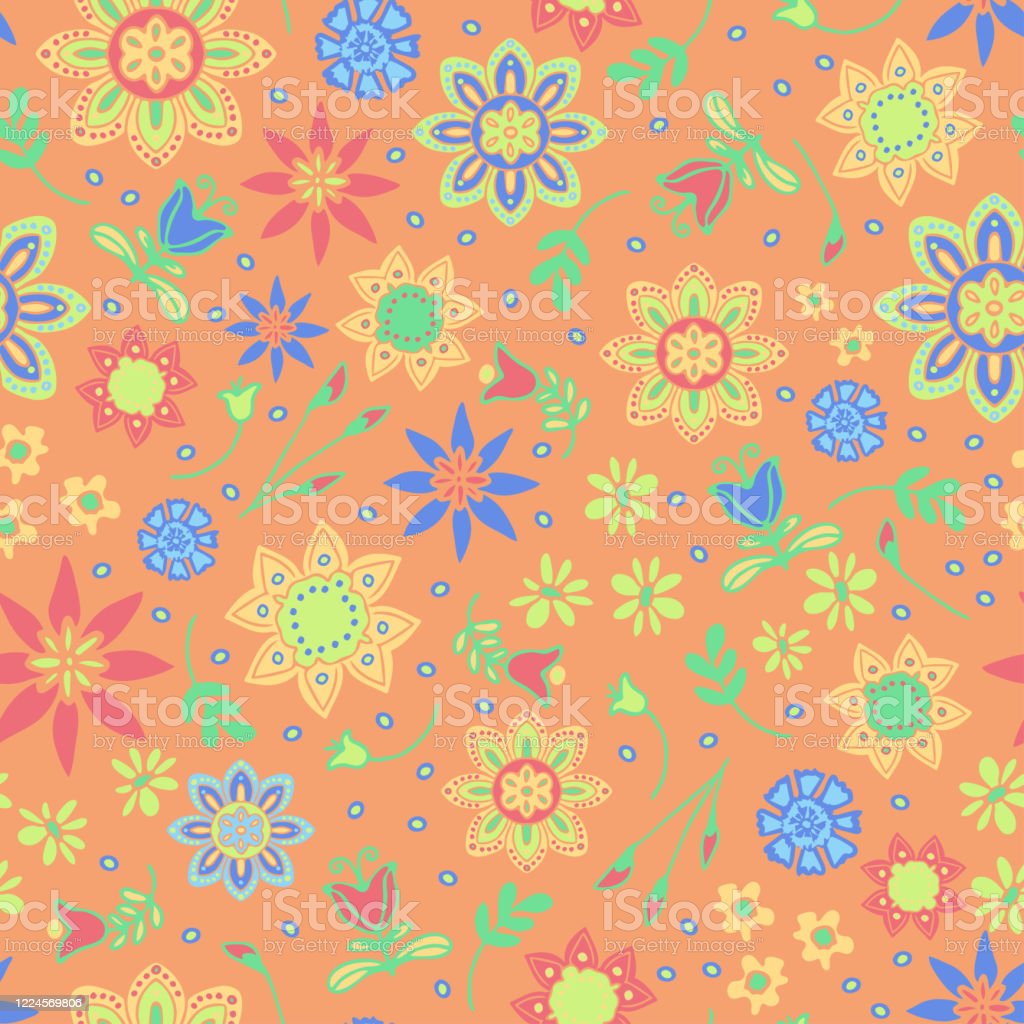 Seamless Vector Pattern With Pastel Flowers On Light Pink Background Beautiful Hippy Wallpaper Design Summer Floral Fabric Fashion Stock Illustration Image Now
