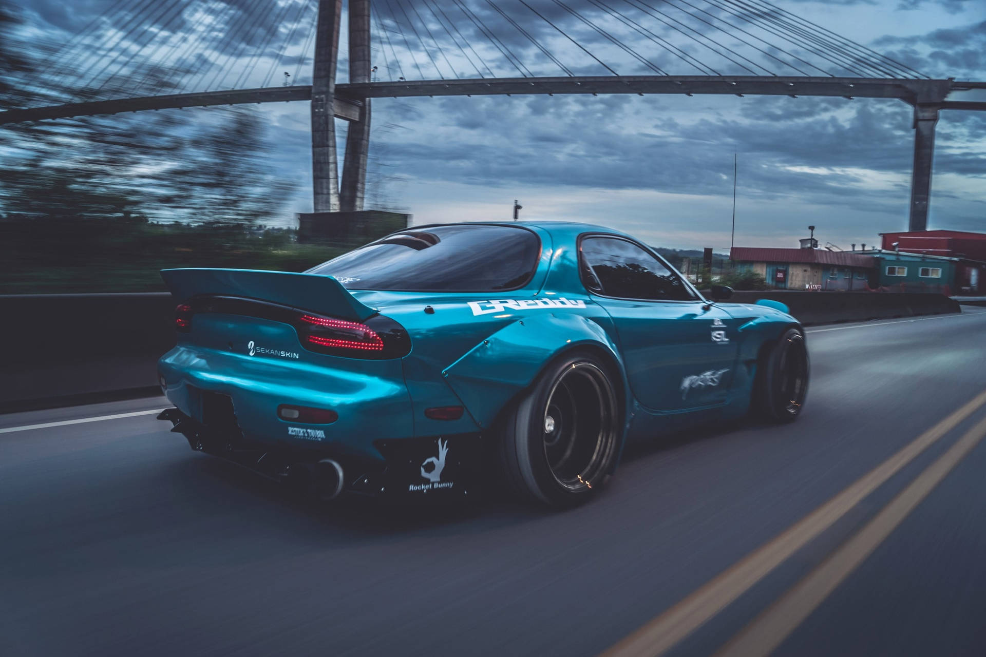 Download Aqua Blue Mazda Rx7 Car Wallpaper