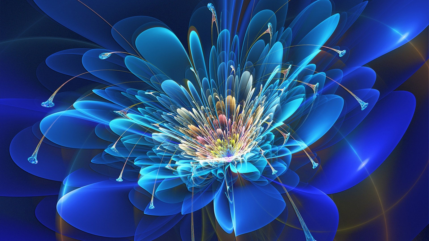 Download Blue flower, Blue, Flower Wallpaper in 1366x768 Resolution