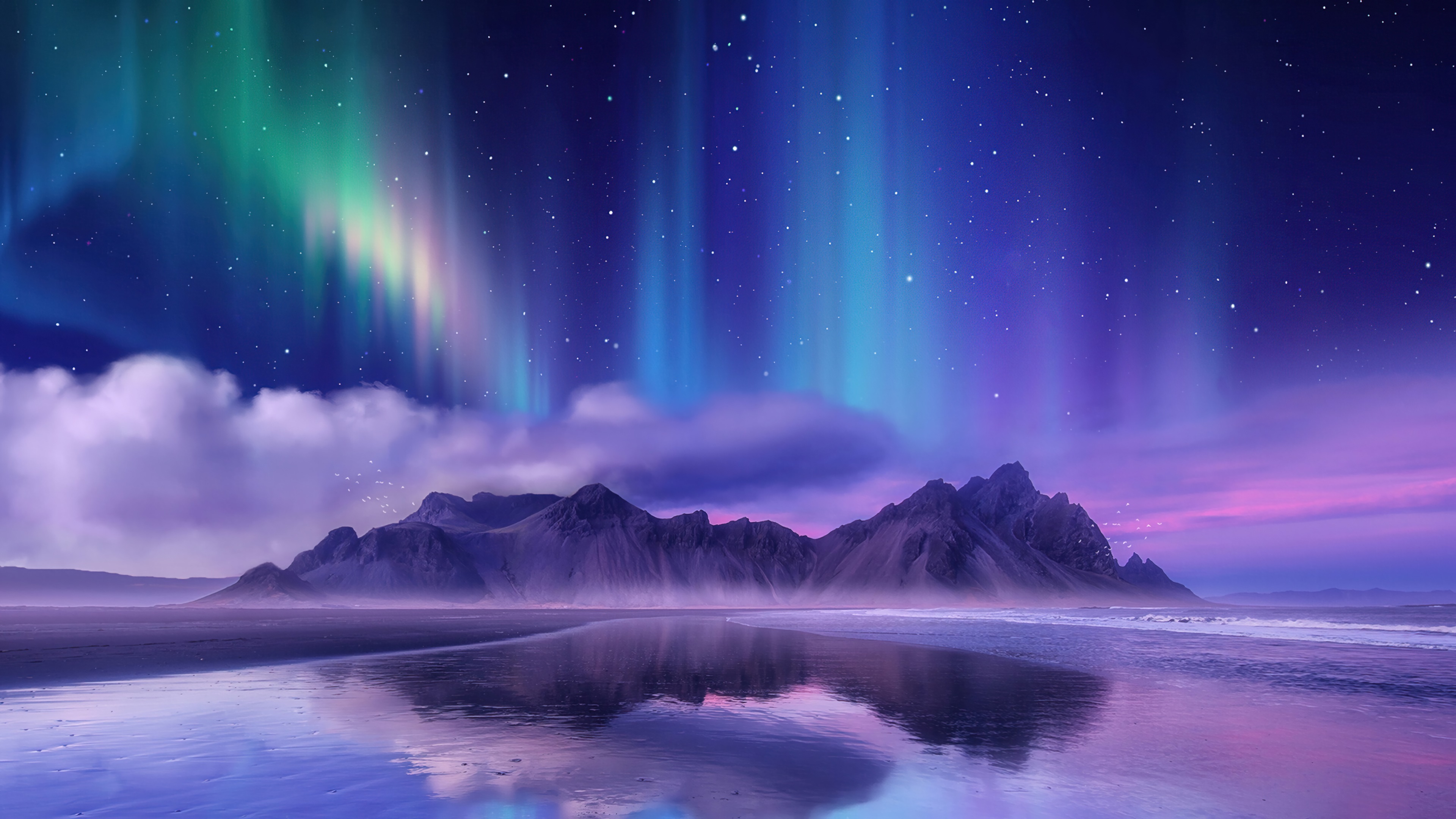 wallpaper, aurora borealis, northern lights, mountain, scenery, landscape, 4k, HD Gallery HD Wallpaper