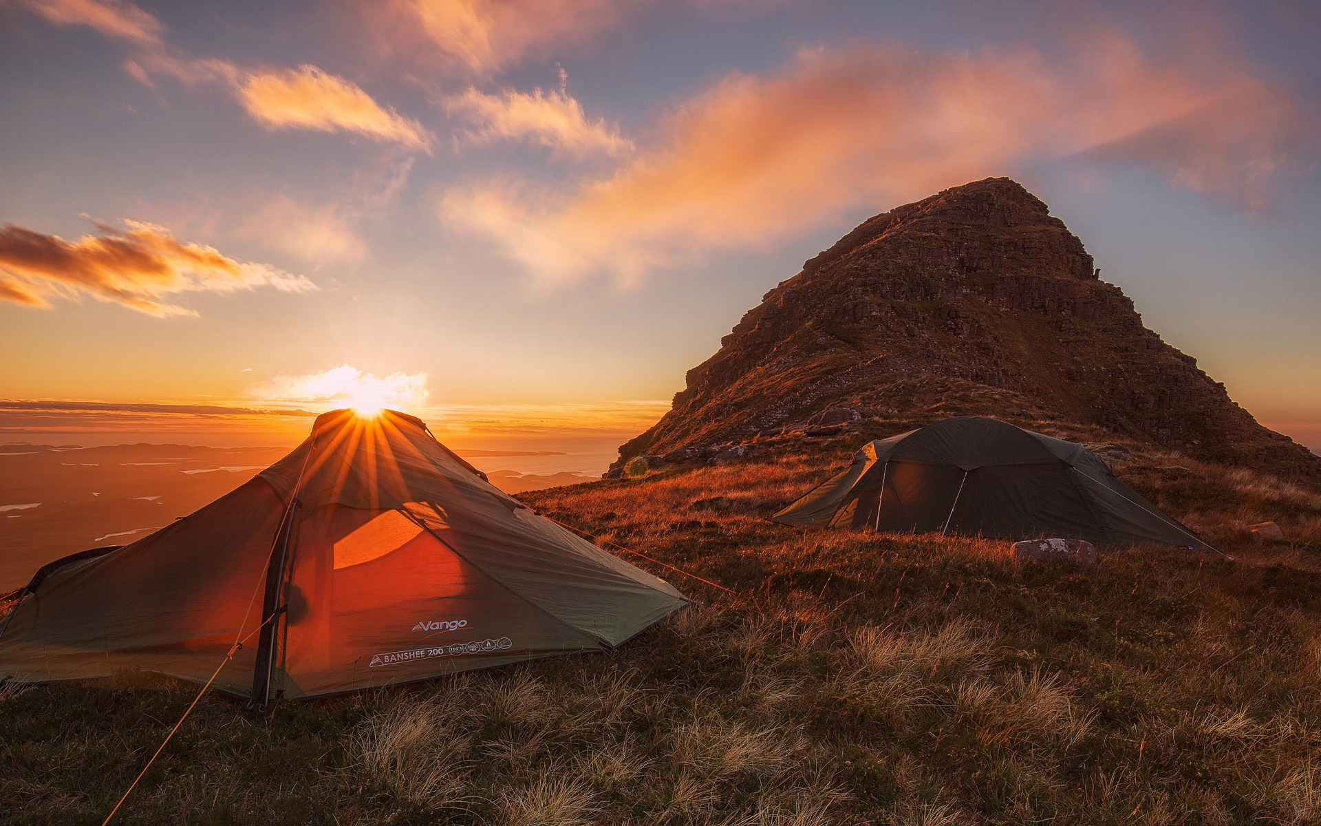 HD desktop wallpaper: Sunset, Mountain, Tent, Camping, Photography download free picture