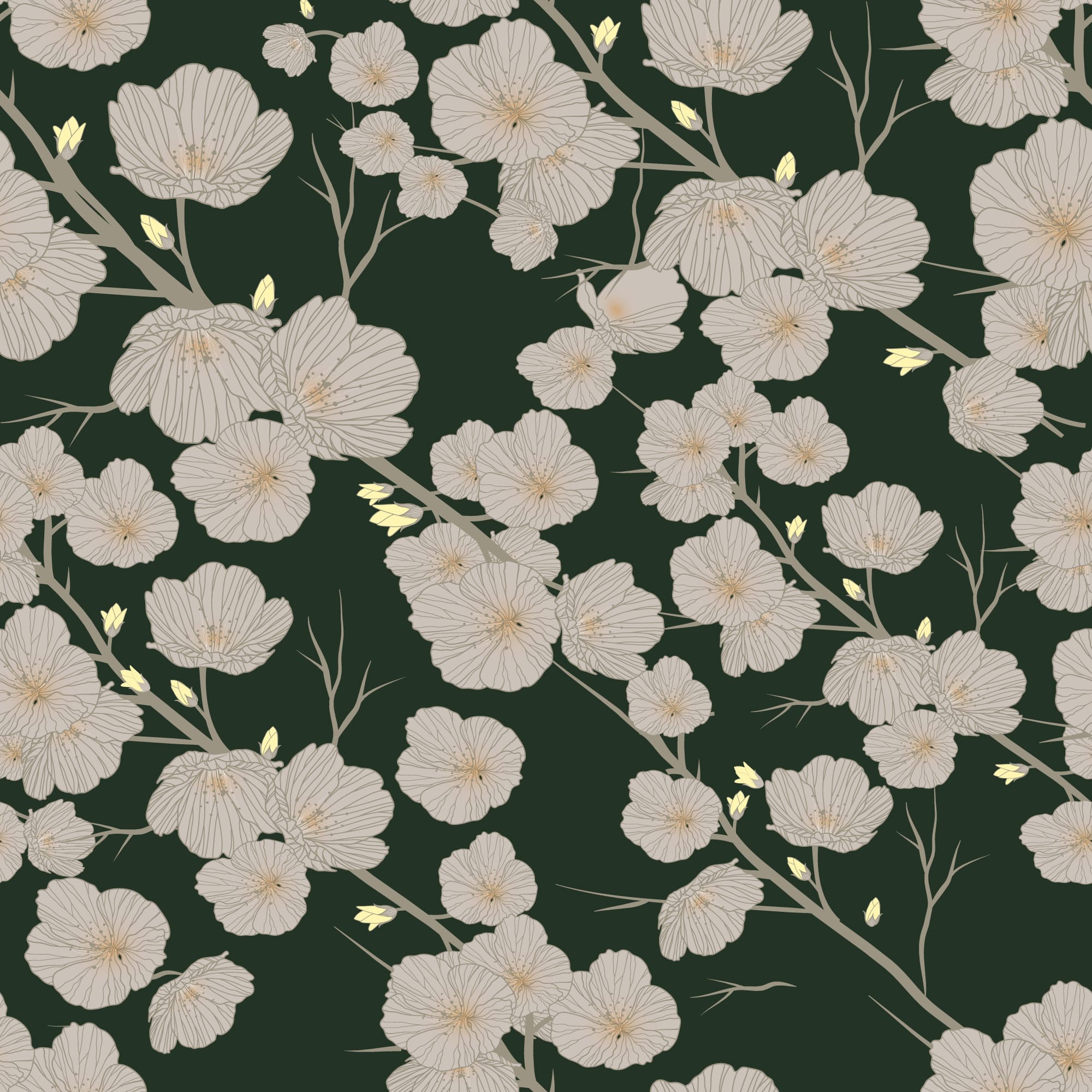 Green Aesthetic Floral Wallpaper And Stick Or Non Pasted