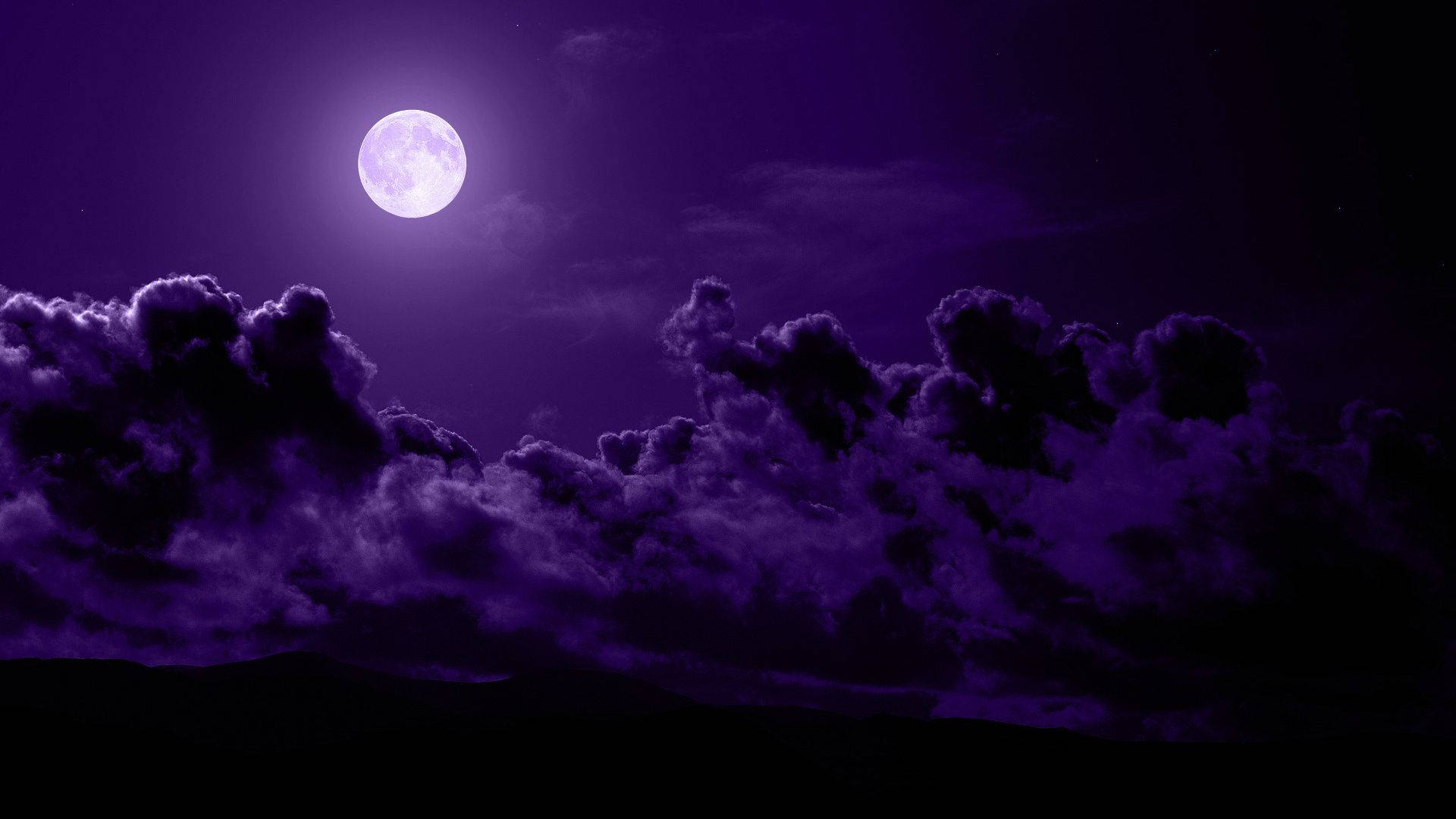 Download Fantasy Full Moon Dark Purple And Black Wallpaper