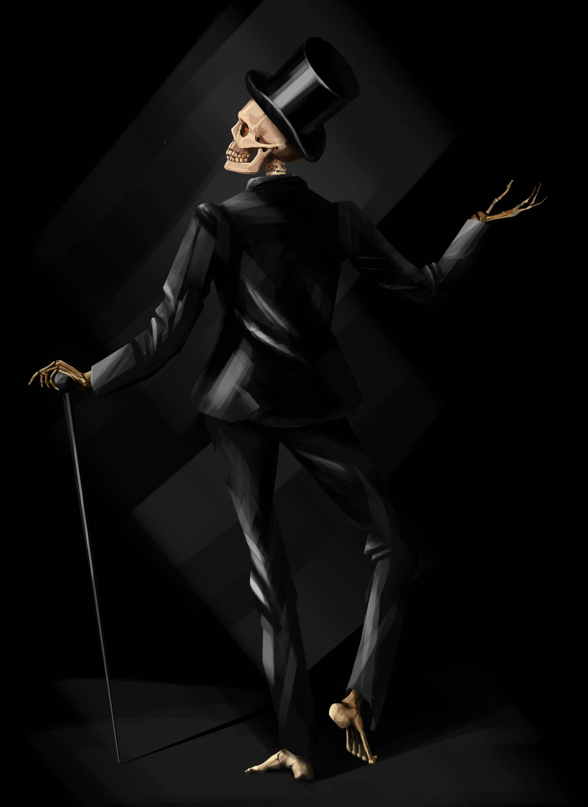 Download Skeleton Aesthetic Black Magician Suit Wallpaper