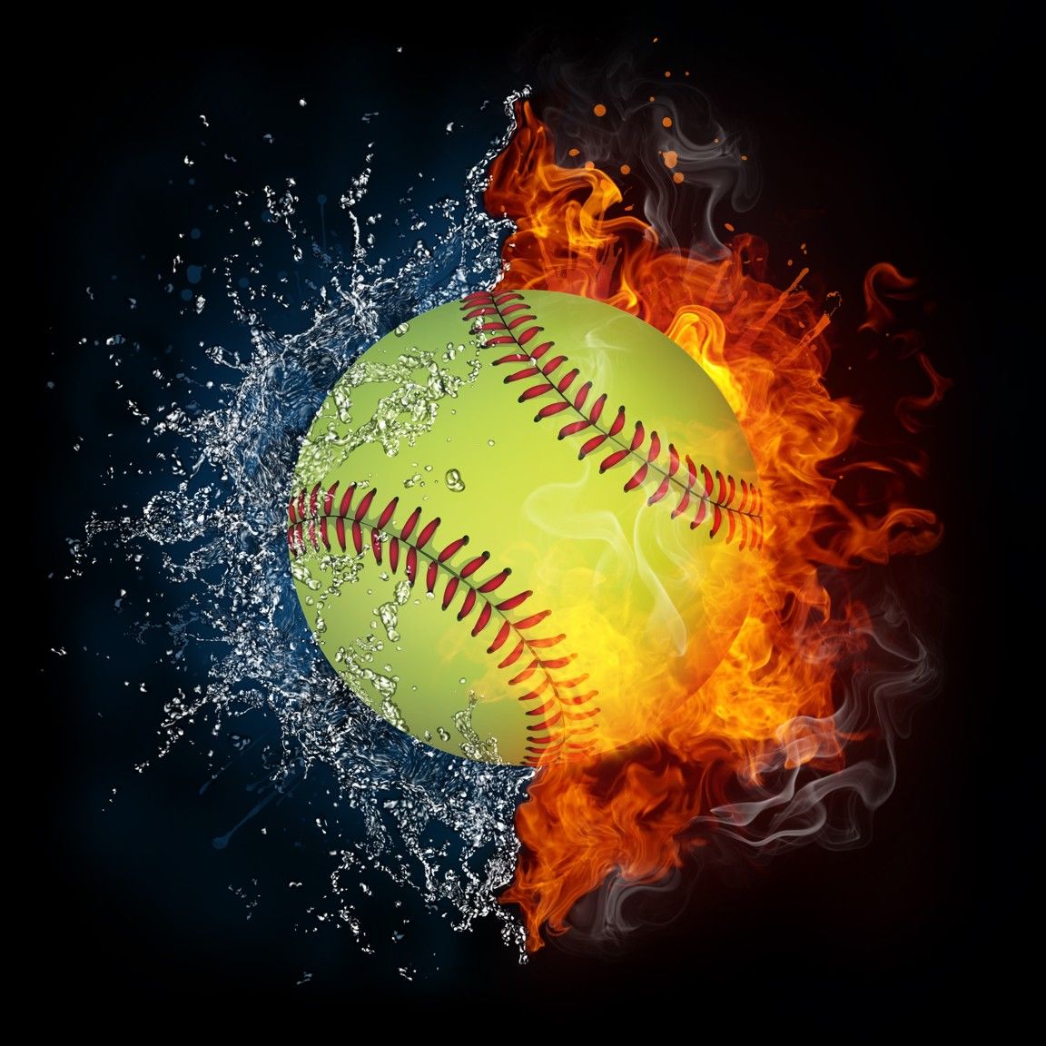 Baseball on Fire Sports Backdrop. Posters and prints, Backdrops, Fire